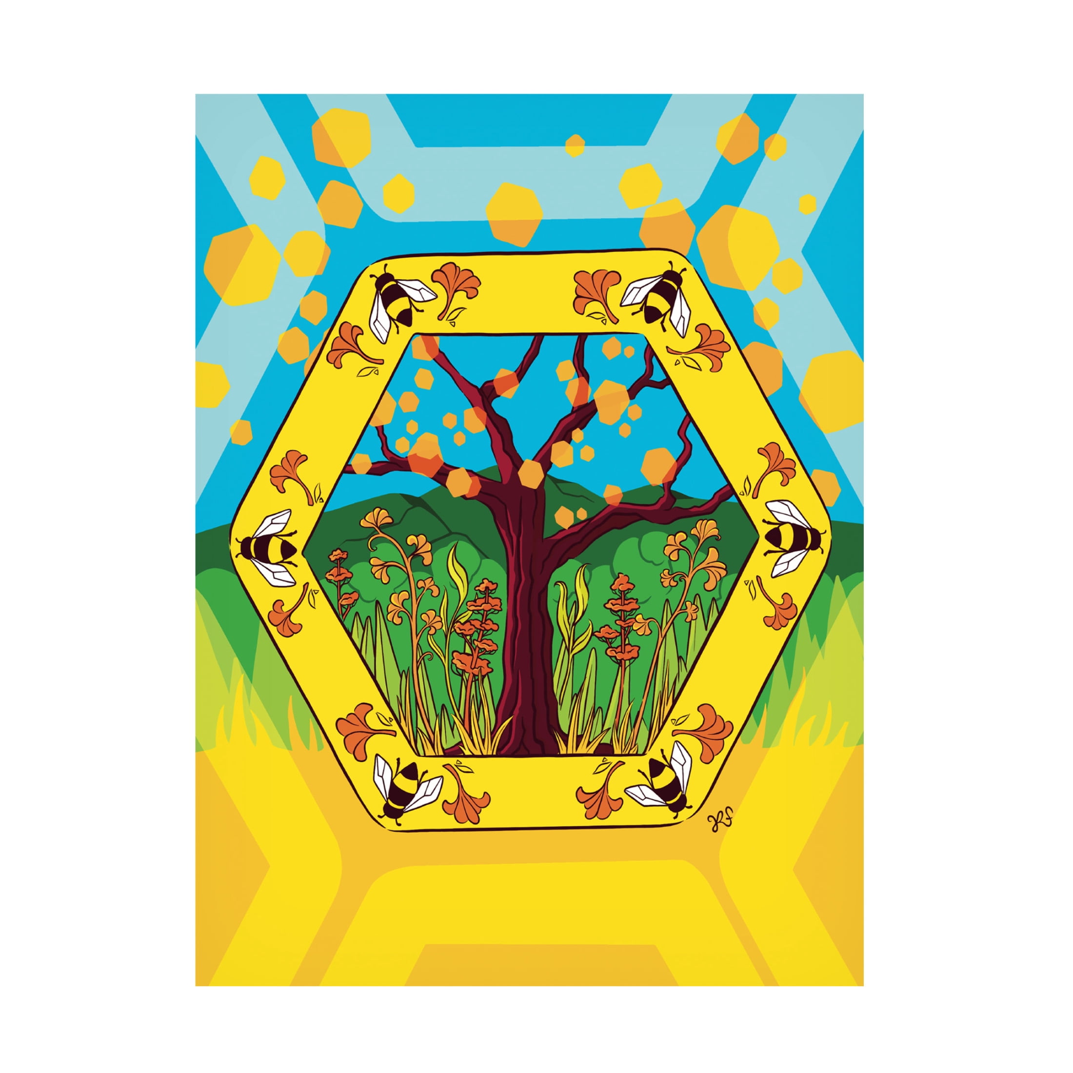 Canvas Wall Art - Rachel Feirman 'Plant a Tree Save a Bee' Wall Art for Living Room, Bedroom, or Office Décor by Trademark Fine Art - 24 x 32 Inches