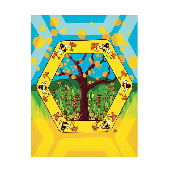 Canvas Wall Art - Rachel Feirman 'Plant a Tree Save a Bee' Wall Art for Living Room, Bedroom, or Office Décor by Trademark Fine Art - 24 x 32 Inches