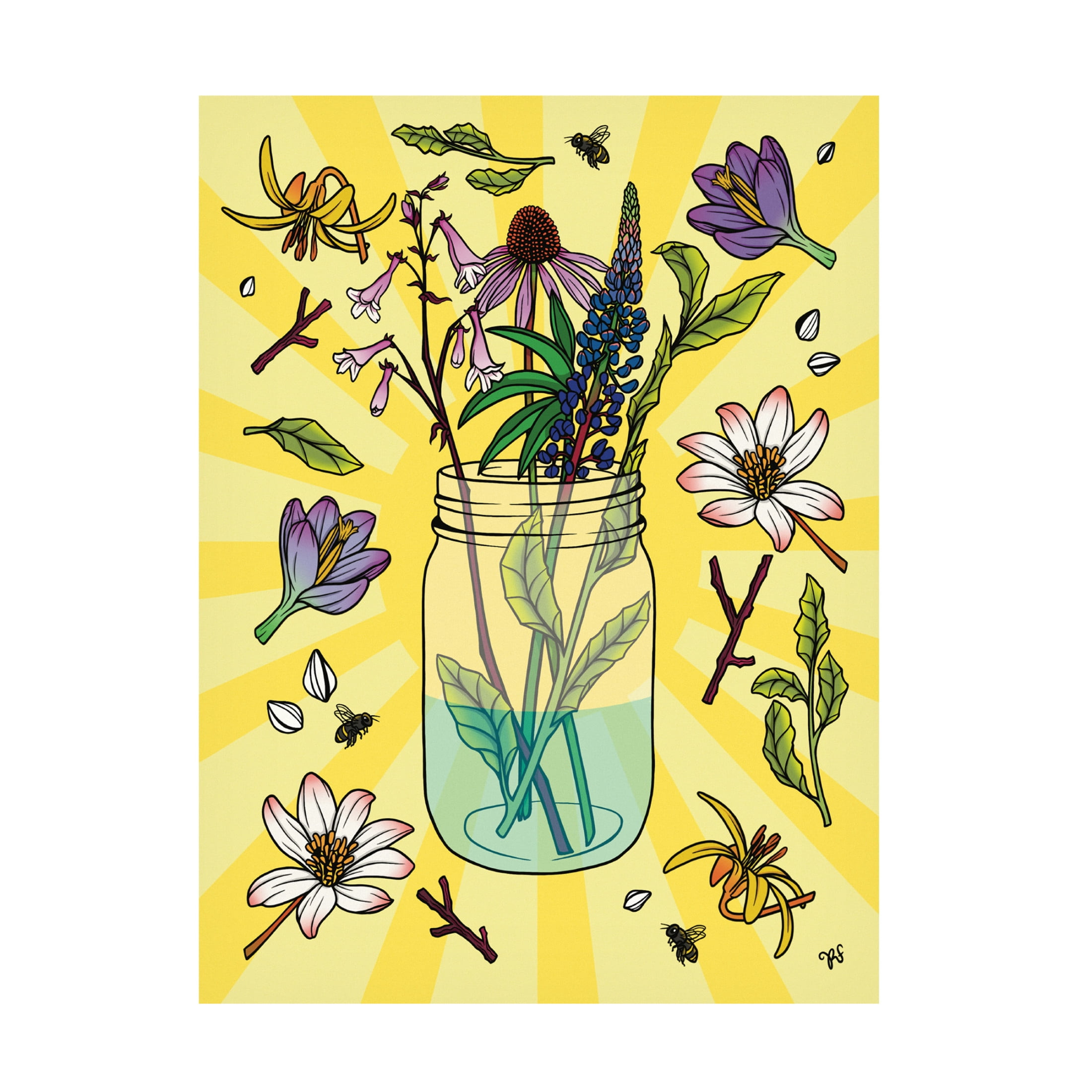 Canvas Wall Art - Rachel Feirman 'Pollen Party' Wall Art for Living Room, Bedroom, or Office Décor by Trademark Fine Art - 24 x 32 Inches