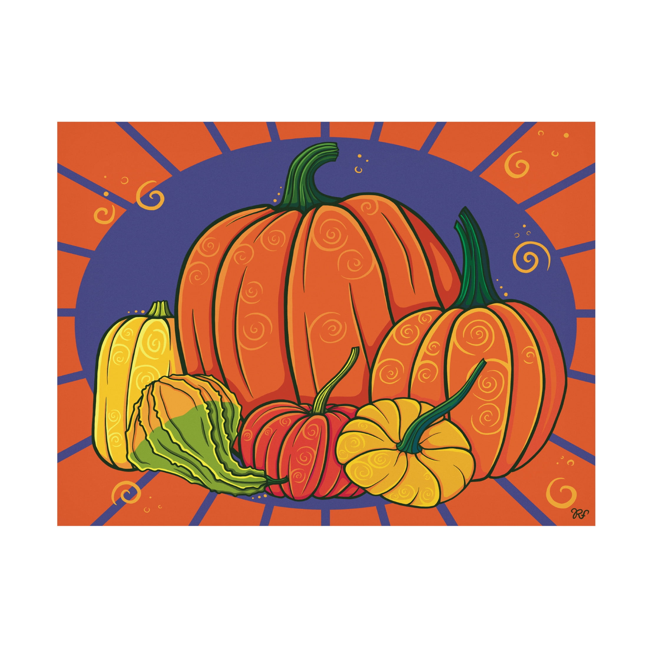 Canvas Wall Art - Rachel Feirman 'Pumpkin Gourds and Squash' Wall Art for Living Room, Bedroom, or Office Décor by Trademark Fine Art - 24 x 18 Inches