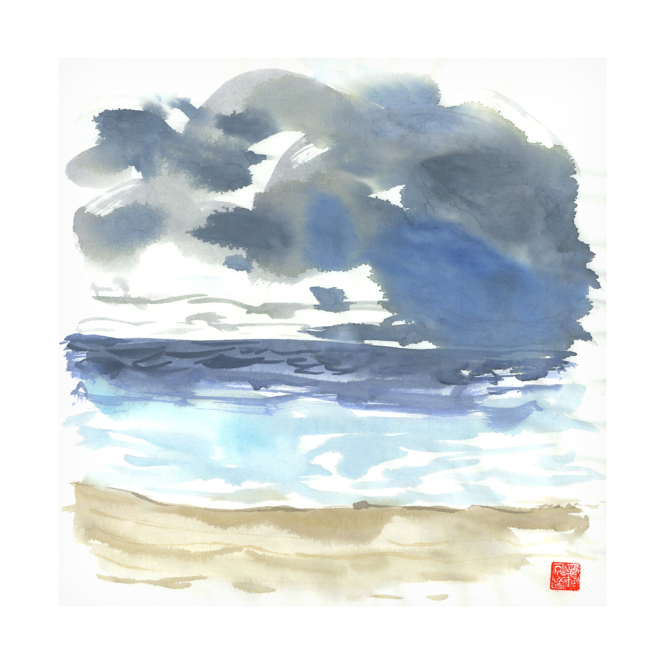 Canvas Wall Art - Randy Noble Fine Art 'Oceans Rain' Wall Art for Living Room, Bedroom, or Office Décor by Trademark Fine Art - 24 x 24 Inches