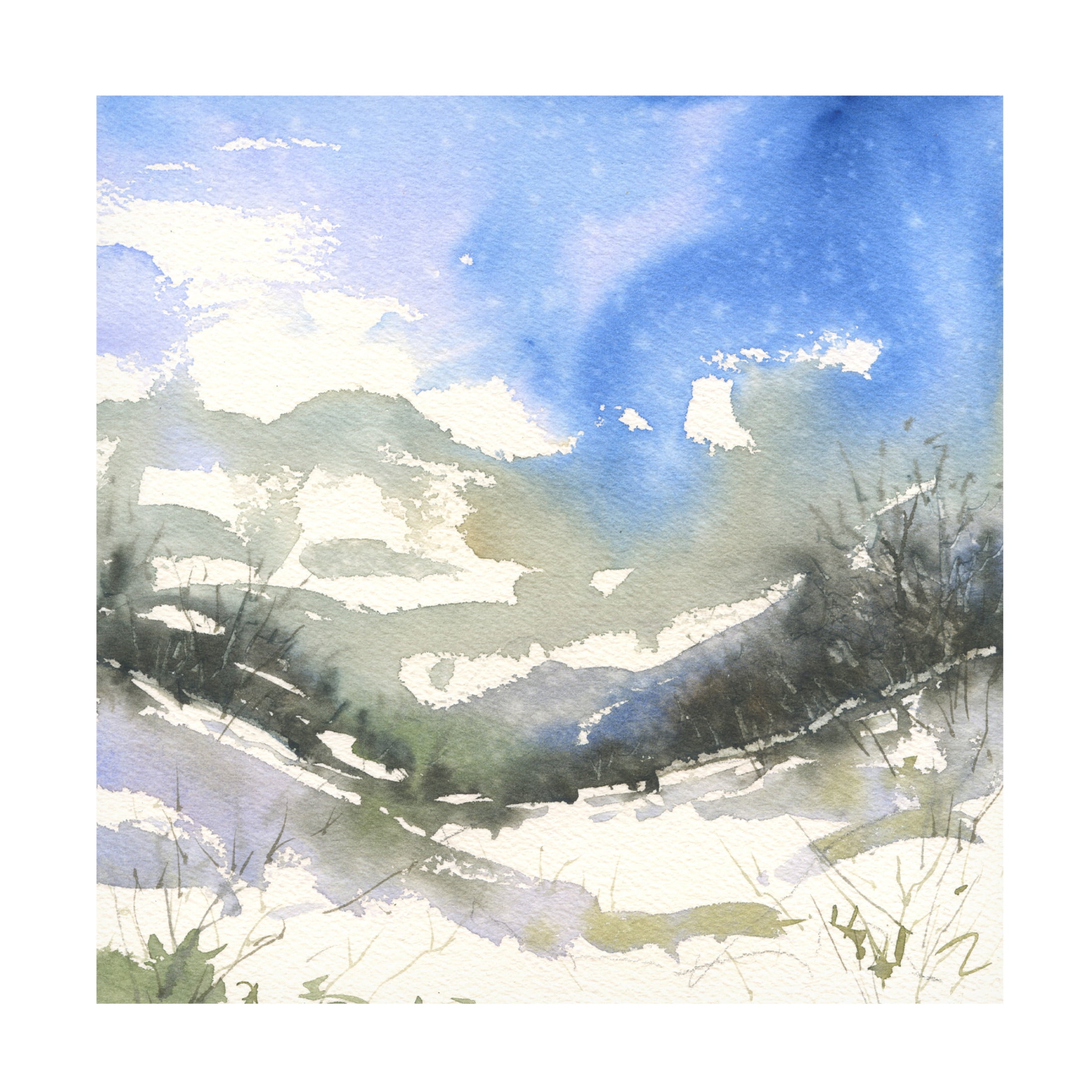Canvas Wall Art - Randy Noble Fine Art 'Winter Run' Wall Art for Living Room, Bedroom, or Office Décor by Trademark Fine Art - 18 x 18 Inches