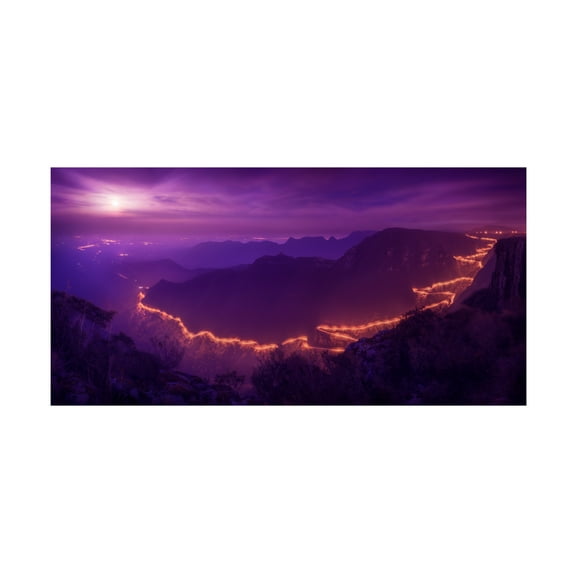 Canvas Wall Art - Raphael Sombrio 'Lights Of The Night' Wall Art for Living Room, Bedroom, or Office D?cor by Trademark Fine Art - 19 x 10 Inches