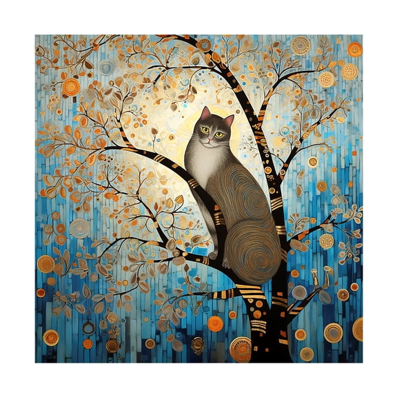 Canvas Wall Art - Ray Heere 'Art Deco Cat 7' Wall Art for Living Room, Bedroom, or Office Décor by Trademark Fine Art - 14 x 14 Inches
