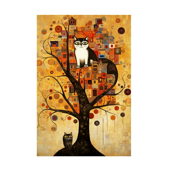 Canvas Wall Art - Ray Heere 'Art Deco Cat 8' Wall Art for Living Room, Bedroom, or Office Décor by Trademark Fine Art - 30 x 47 Inches