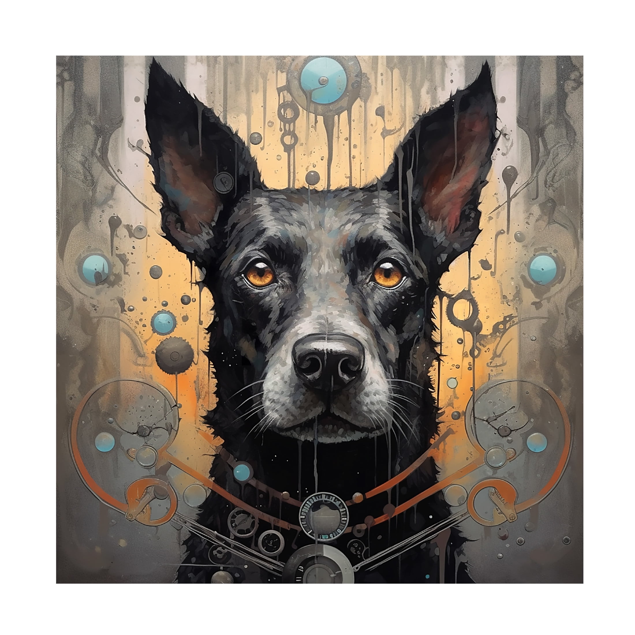 Canvas Wall Art - Ray Heere 'Art Dog 8' Wall Art for Living Room, Bedroom, or Office Décor by Trademark Fine Art - 35 x 35 Inches