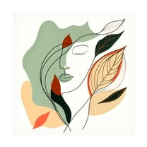 Canvas Wall Art - Ray Heere 'Botanical Minimalism Portraits 6' Wall Art for Living Room, Bedroom, or Office Décor by Trademark Fine Art - 14 x 14 Inches