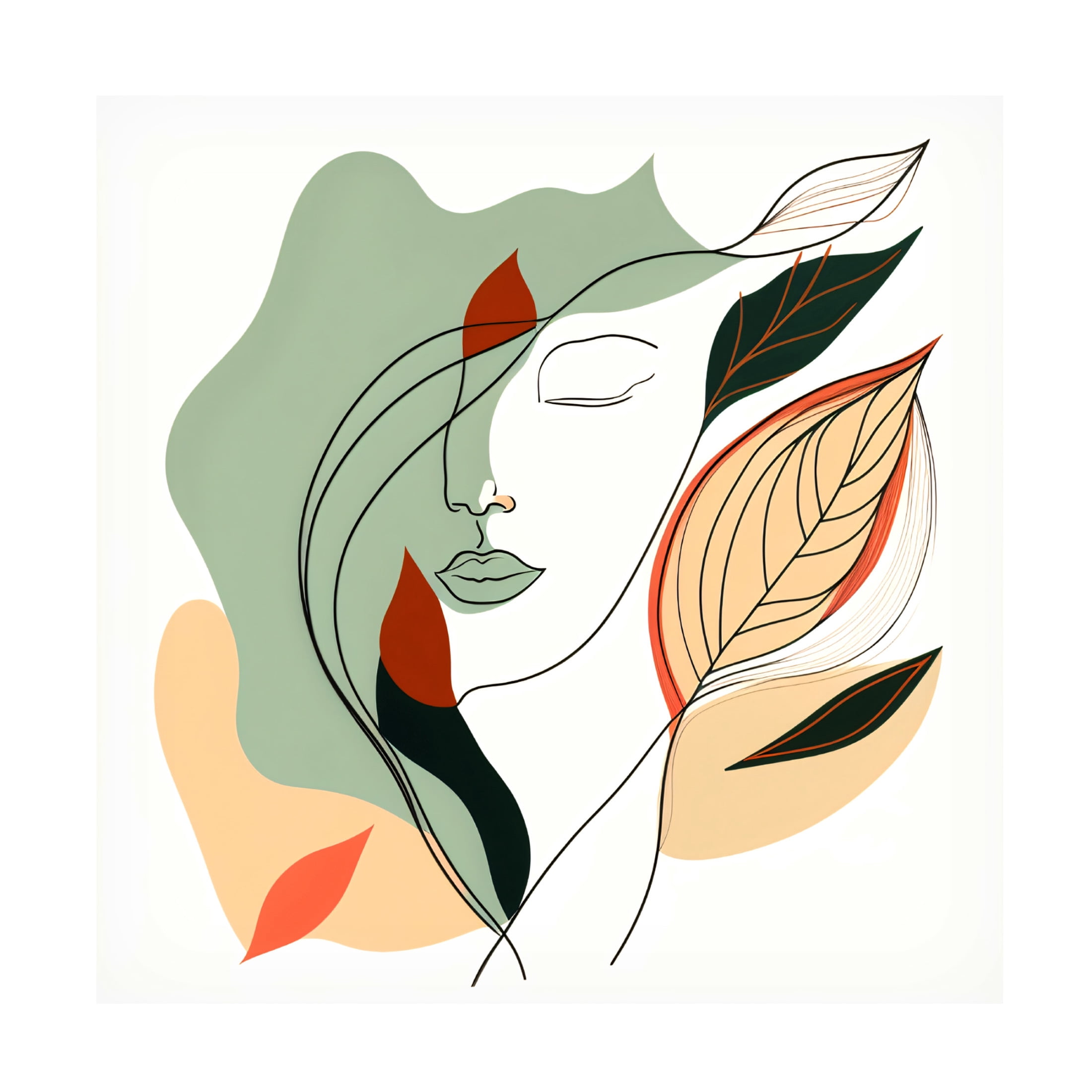 Canvas Wall Art - Ray Heere 'Botanical Minimalism Portraits 6' Wall Art for Living Room, Bedroom, or Office Décor by Trademark Fine Art - 24 x 24 Inches