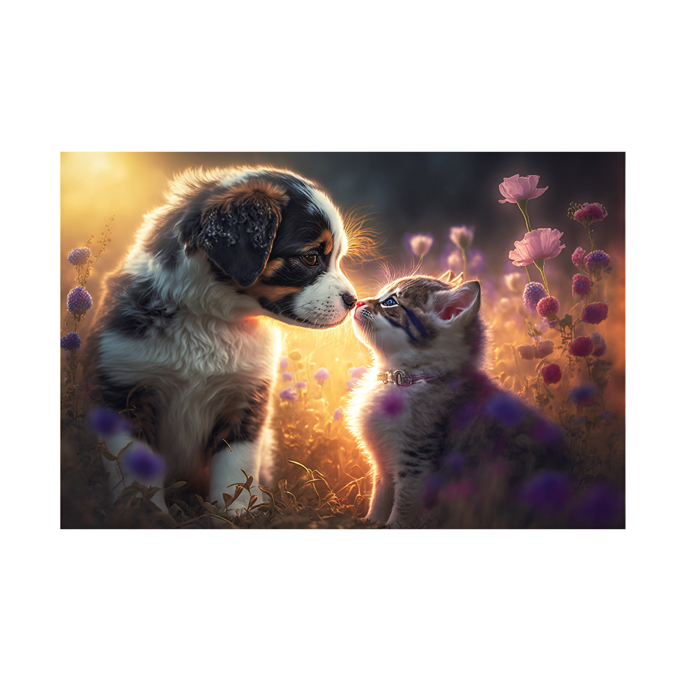 Canvas Wall Art - Ray Heere 'Cats And Dogs 1' Wall Art for Living Room, Bedroom, or Office Décor by Trademark Fine Art - 19 x 12 Inches