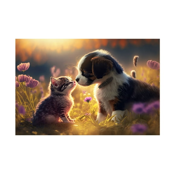 Canvas Wall Art - Ray Heere 'Cats And Dogs 15' Wall Art for Living Room, Bedroom, or Office Décor by Trademark Fine Art - 19 x 12 Inches