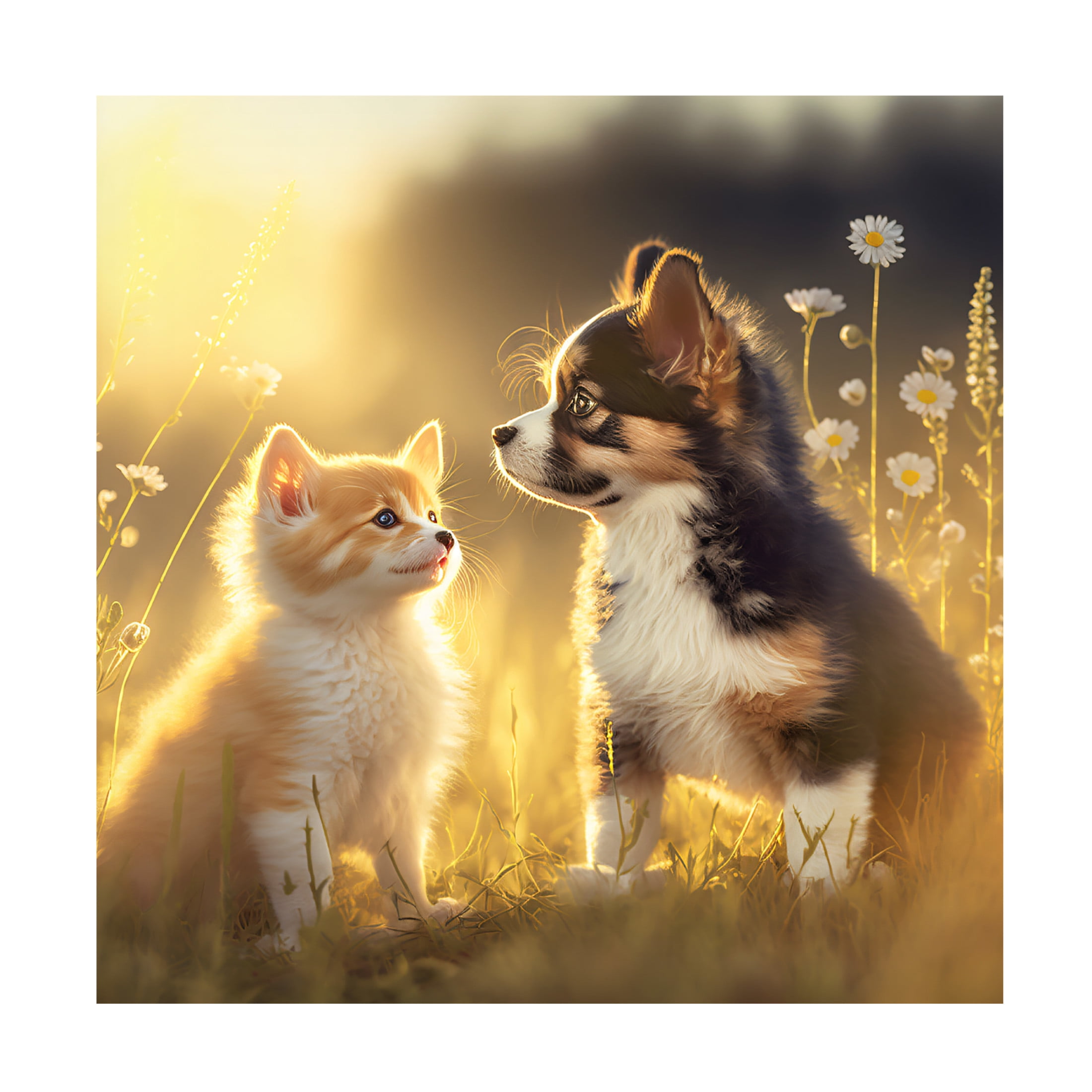 Canvas Wall Art - Ray Heere 'Cats And Dogs 20' Wall Art for Living Room, Bedroom, or Office Décor by Trademark Fine Art - 18 x 18 Inches