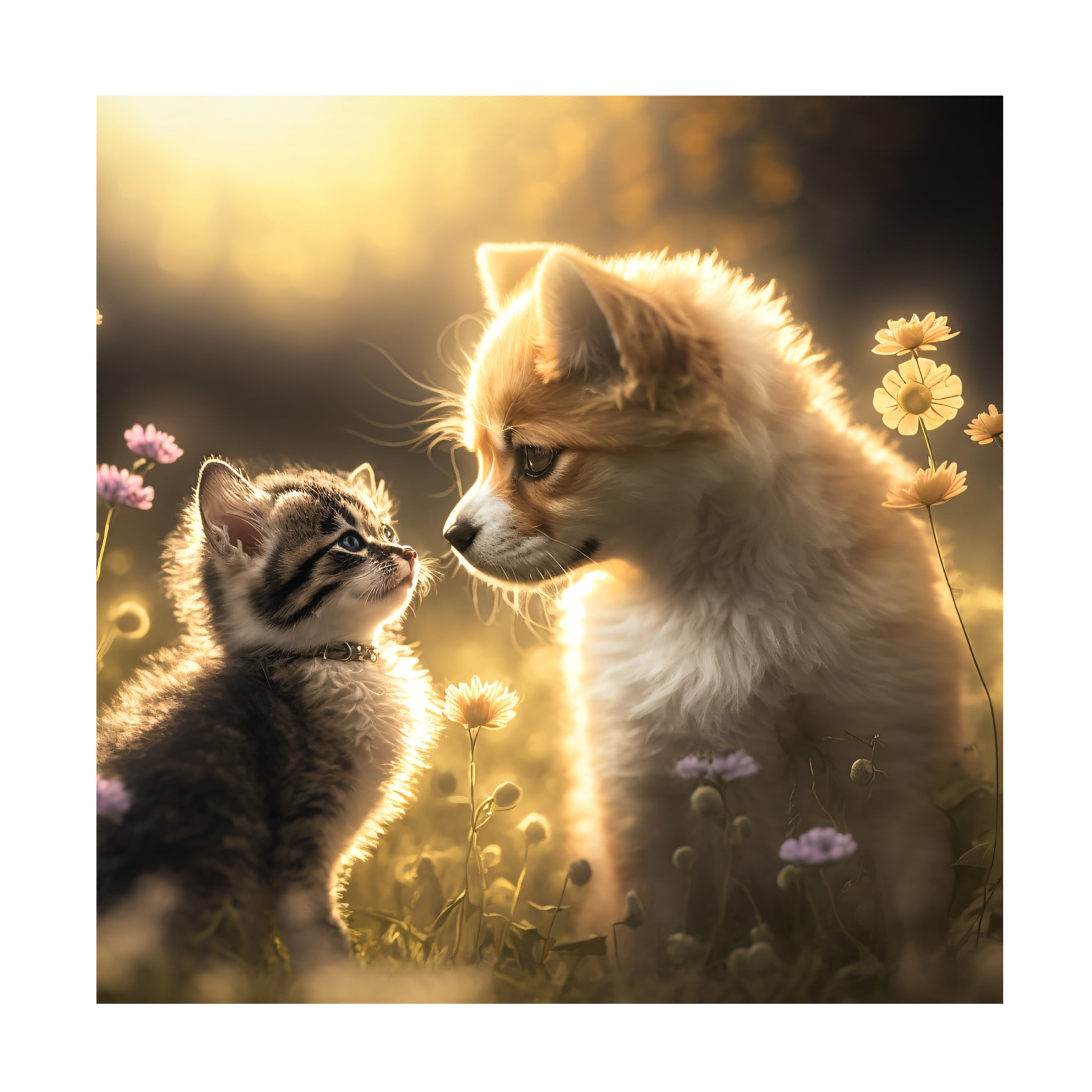 Canvas Wall Art - Ray Heere 'Cats And Dogs 21' Wall Art for Living Room, Bedroom, or Office Décor by Trademark Fine Art - 24 x 24 Inches