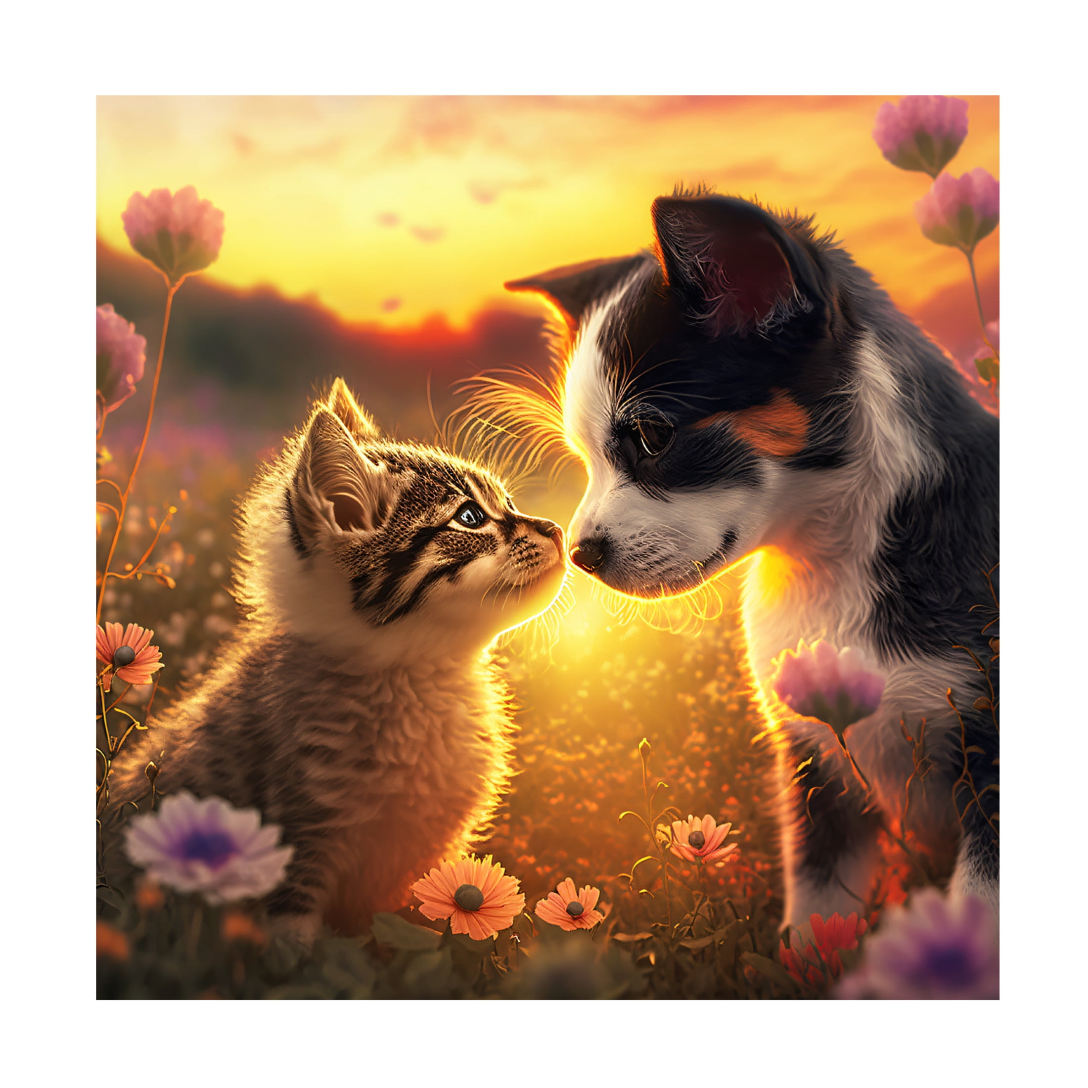 Canvas Wall Art - Ray Heere 'Cats And Dogs 27' Wall Art for Living Room, Bedroom, or Office Décor by Trademark Fine Art - 18 x 18 Inches