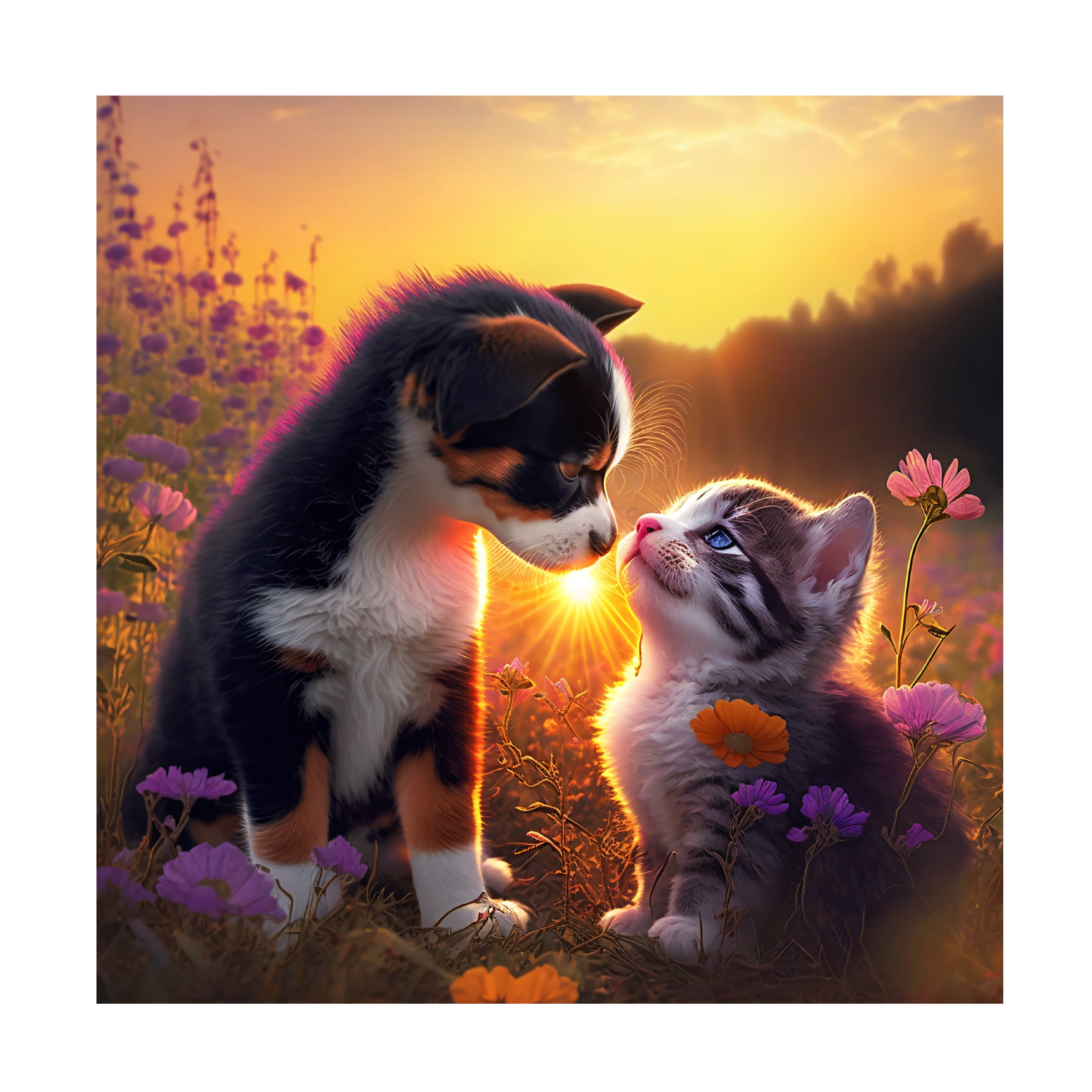 Canvas Wall Art - Ray Heere 'Cats And Dogs 28' Wall Art for Living Room, Bedroom, or Office DÃ©cor by Trademark Fine Art - 24 x 24 Inches