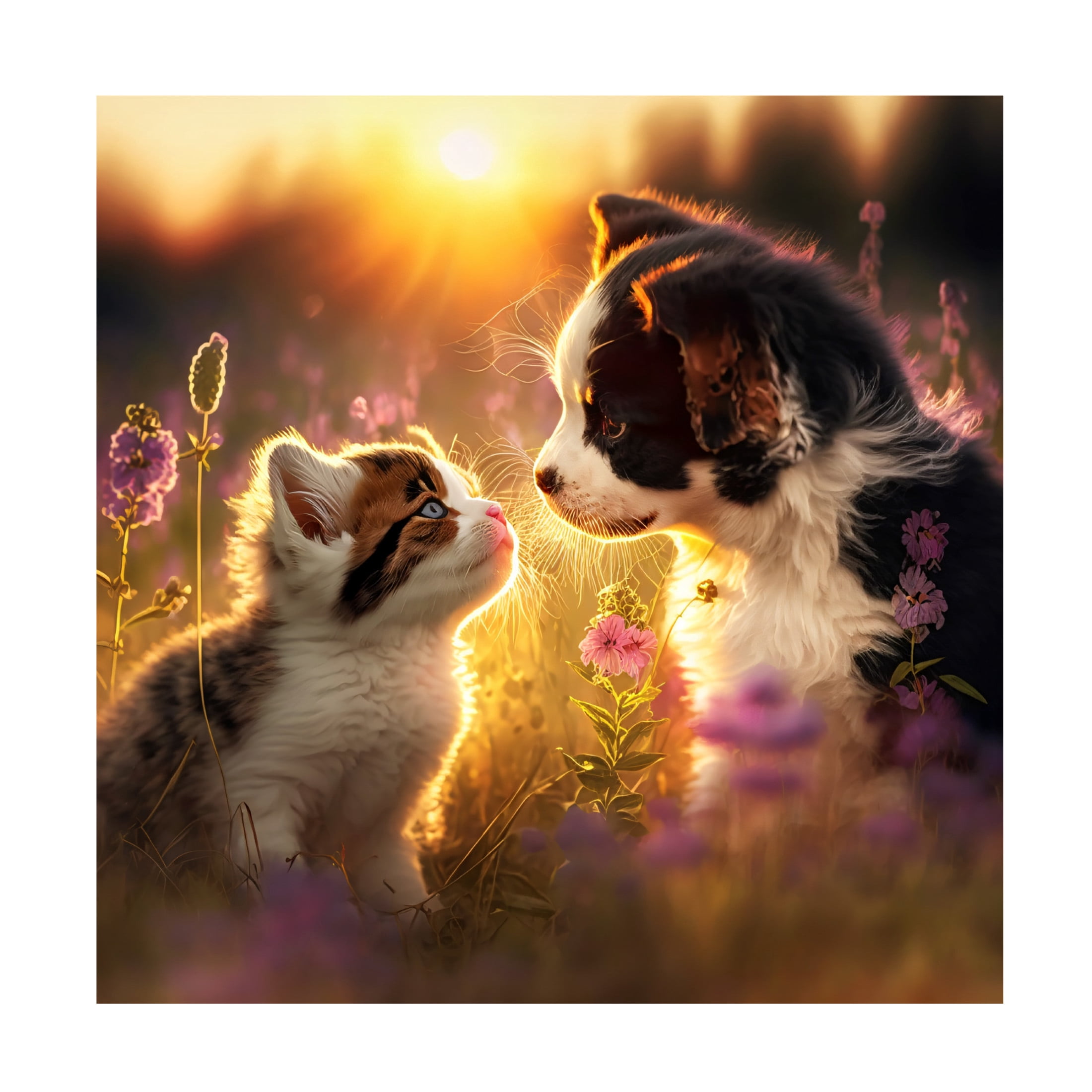 Canvas Wall Art - Ray Heere 'Cats And Dogs 29' Wall Art for Living Room, Bedroom, or Office Décor by Trademark Fine Art - 18 x 18 Inches