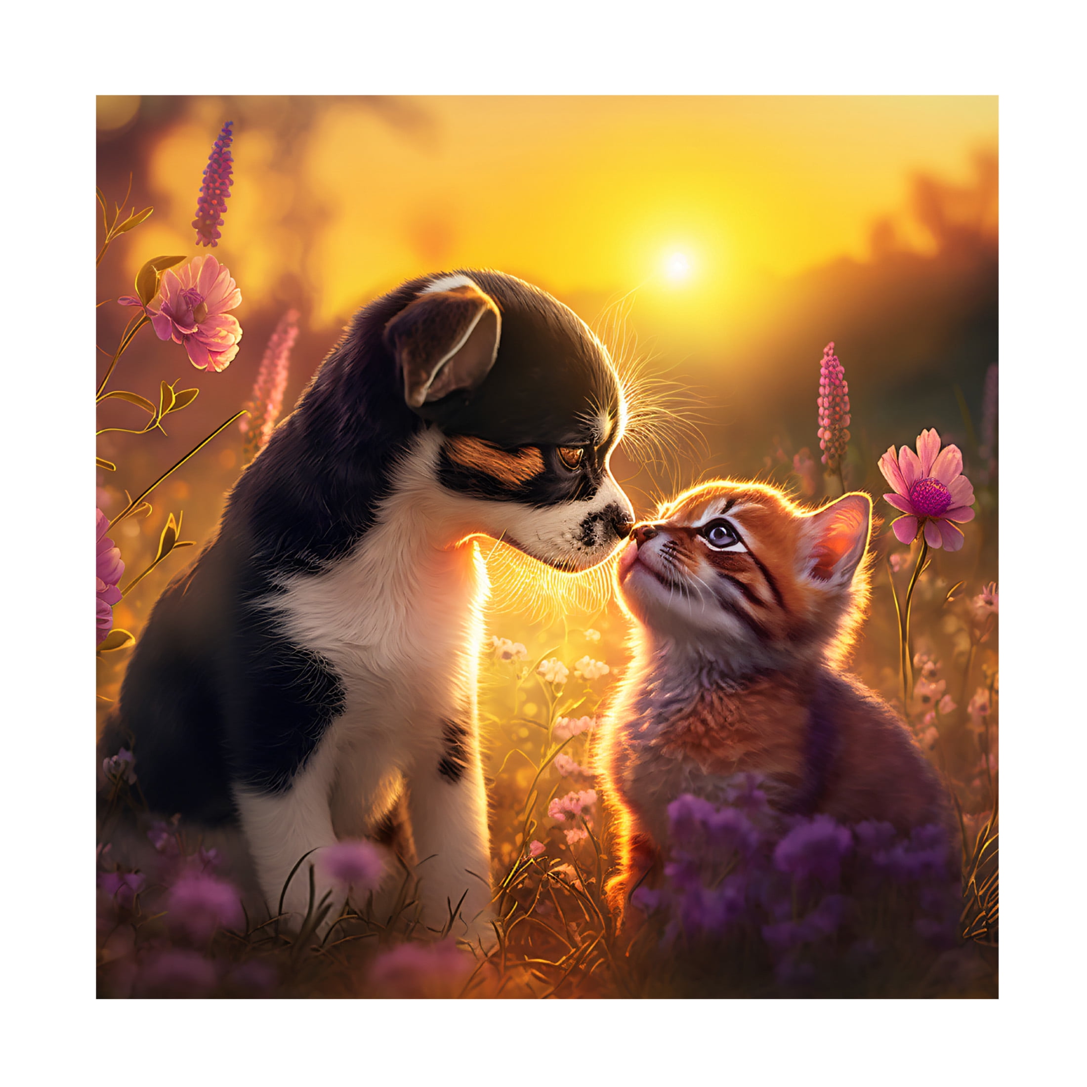 Canvas Wall Art - Ray Heere 'Cats And Dogs 31' Wall Art for Living Room, Bedroom, or Office Décor by Trademark Fine Art - 18 x 18 Inches