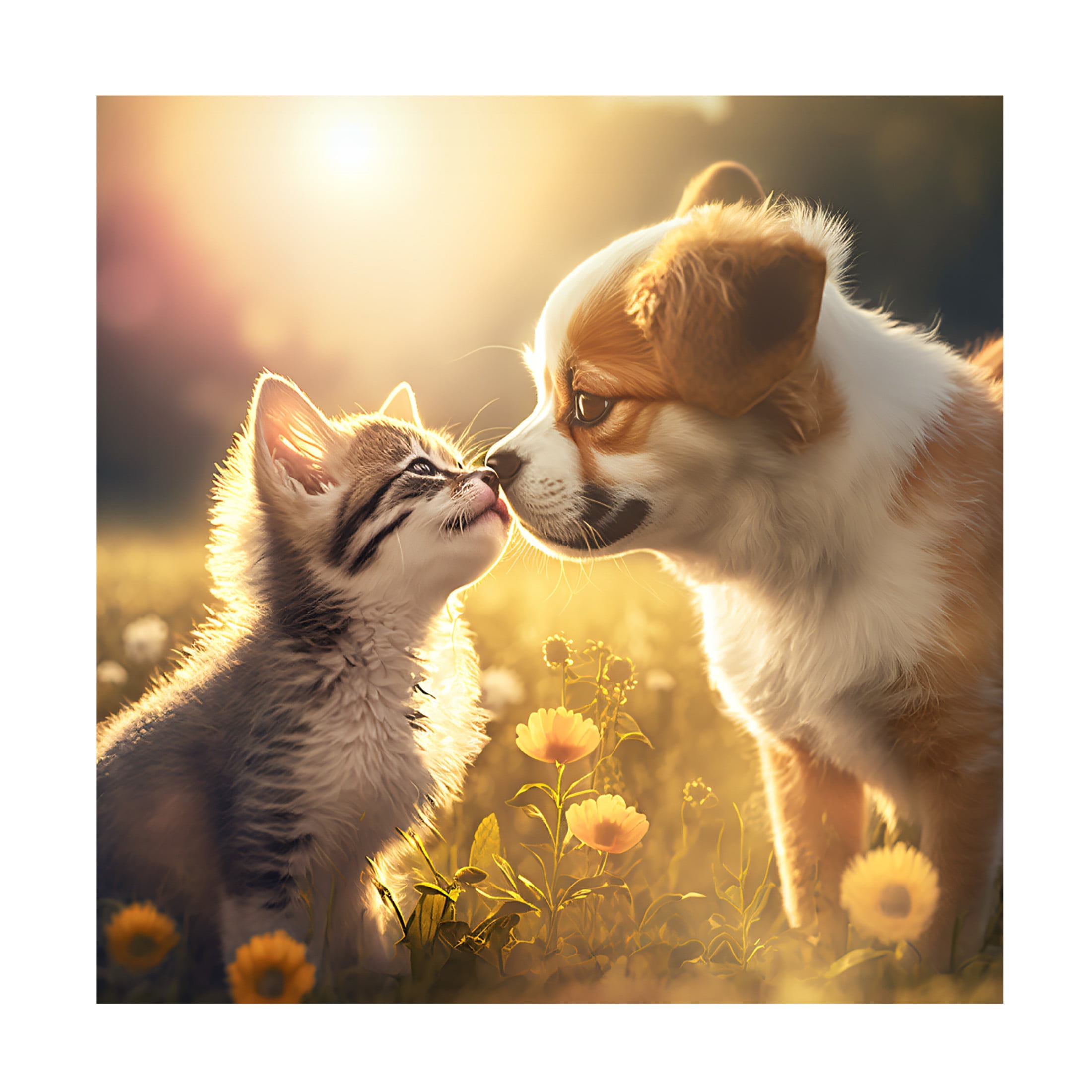 Canvas Wall Art - Ray Heere 'Cats And Dogs 33' Wall Art for Living Room, Bedroom, or Office Décor by Trademark Fine Art - 18 x 18 Inches