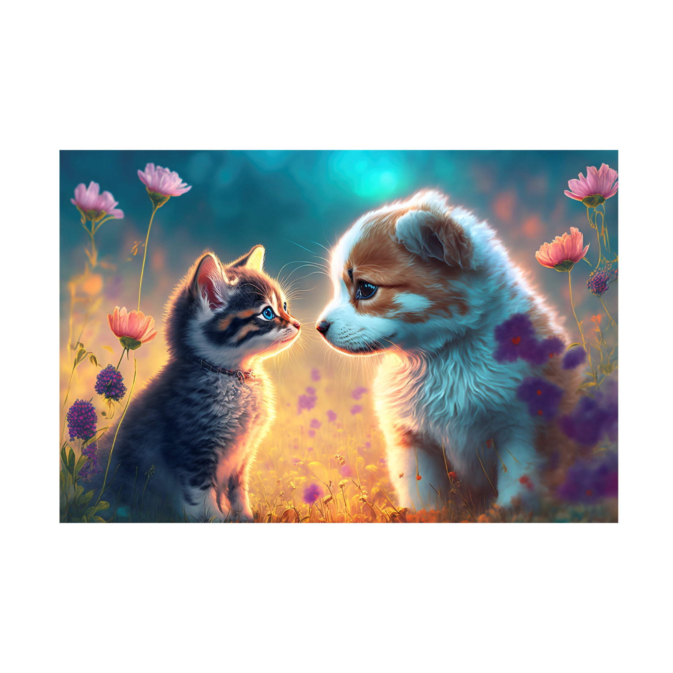 Canvas Wall Art - Ray Heere 'Cats And Dogs 5' Wall Art for Living Room, Bedroom, or Office Décor by Trademark Fine Art - 47 x 30 Inches