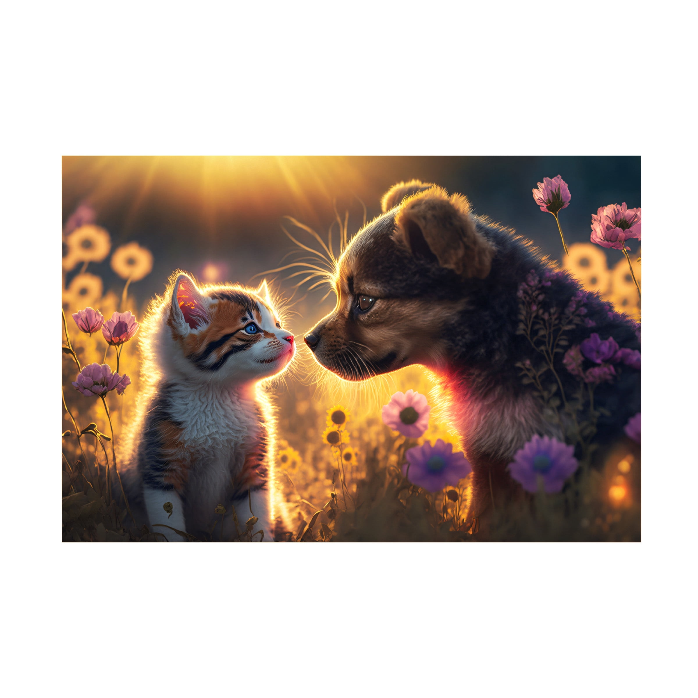 Canvas Wall Art - Ray Heere 'Cats And Dogs 6' Wall Art for Living Room, Bedroom, or Office DÃ©cor by Trademark Fine Art - 32 x 22 Inches