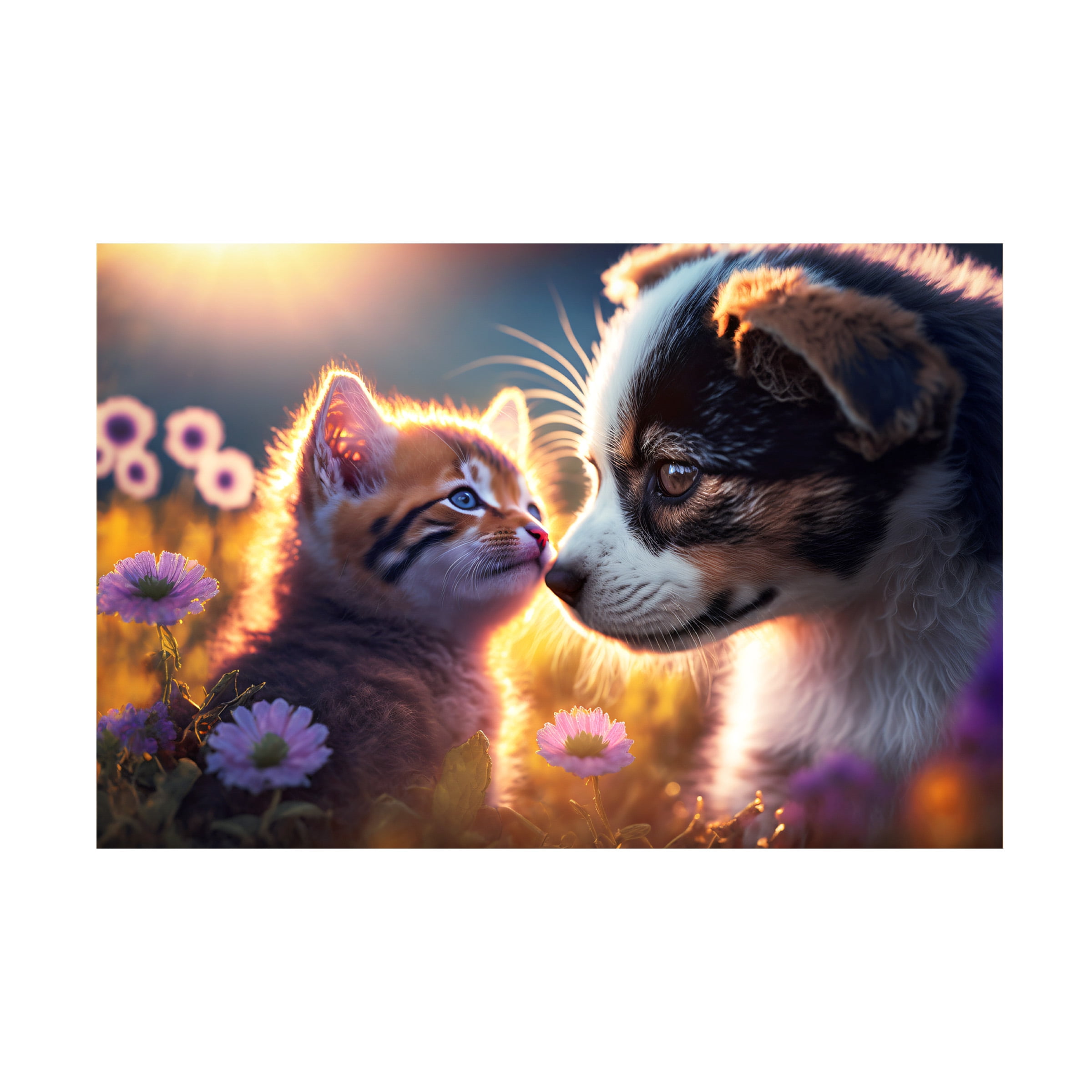 Canvas Wall Art - Ray Heere 'Cats And Dogs 9' Wall Art for Living Room, Bedroom, or Office DÃ©cor by Trademark Fine Art - 32 x 22 Inches
