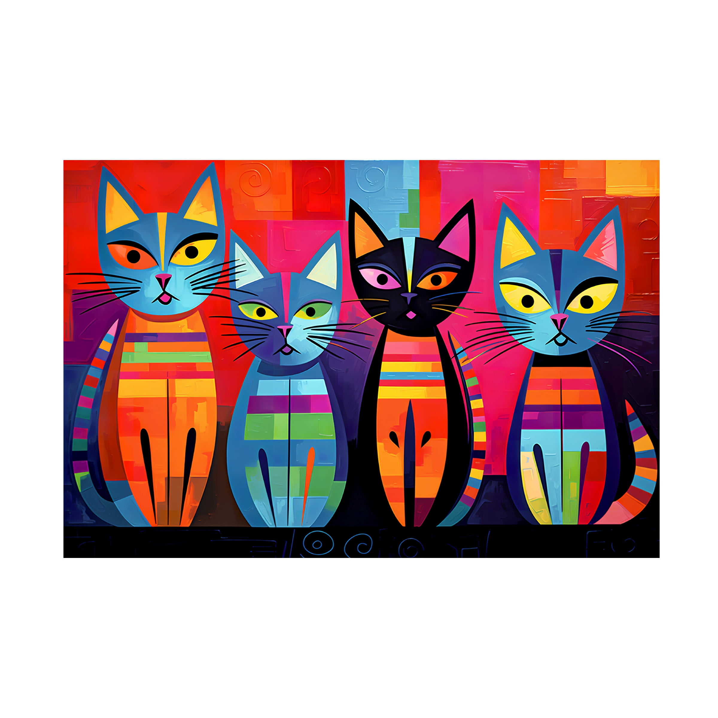 Canvas Wall Art - Ray Heere 'Colorful Cat 1' Wall Art for Living Room, Bedroom, or Office DÃ©cor by Trademark Fine Art - 47 x 30 Inches