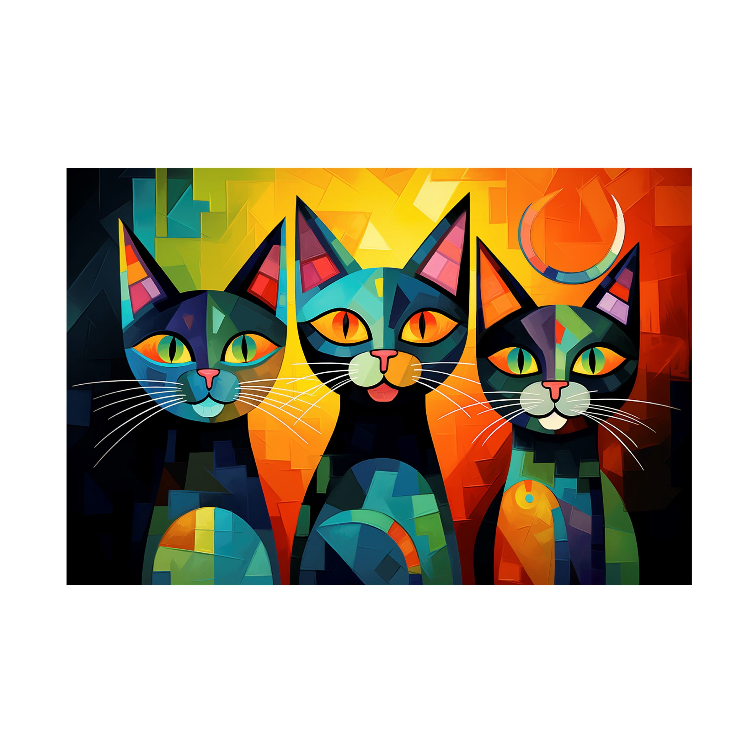 Canvas Wall Art - Ray Heere 'Colorful Cat 2' Wall Art for Living Room, Bedroom, or Office Décor by Trademark Fine Art - 32 x 22 Inches