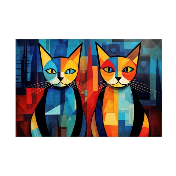 Canvas Wall Art - Ray Heere 'Colorful Cat 3' Wall Art for Living Room, Bedroom, or Office Décor by Trademark Fine Art - 19 x 12 Inches