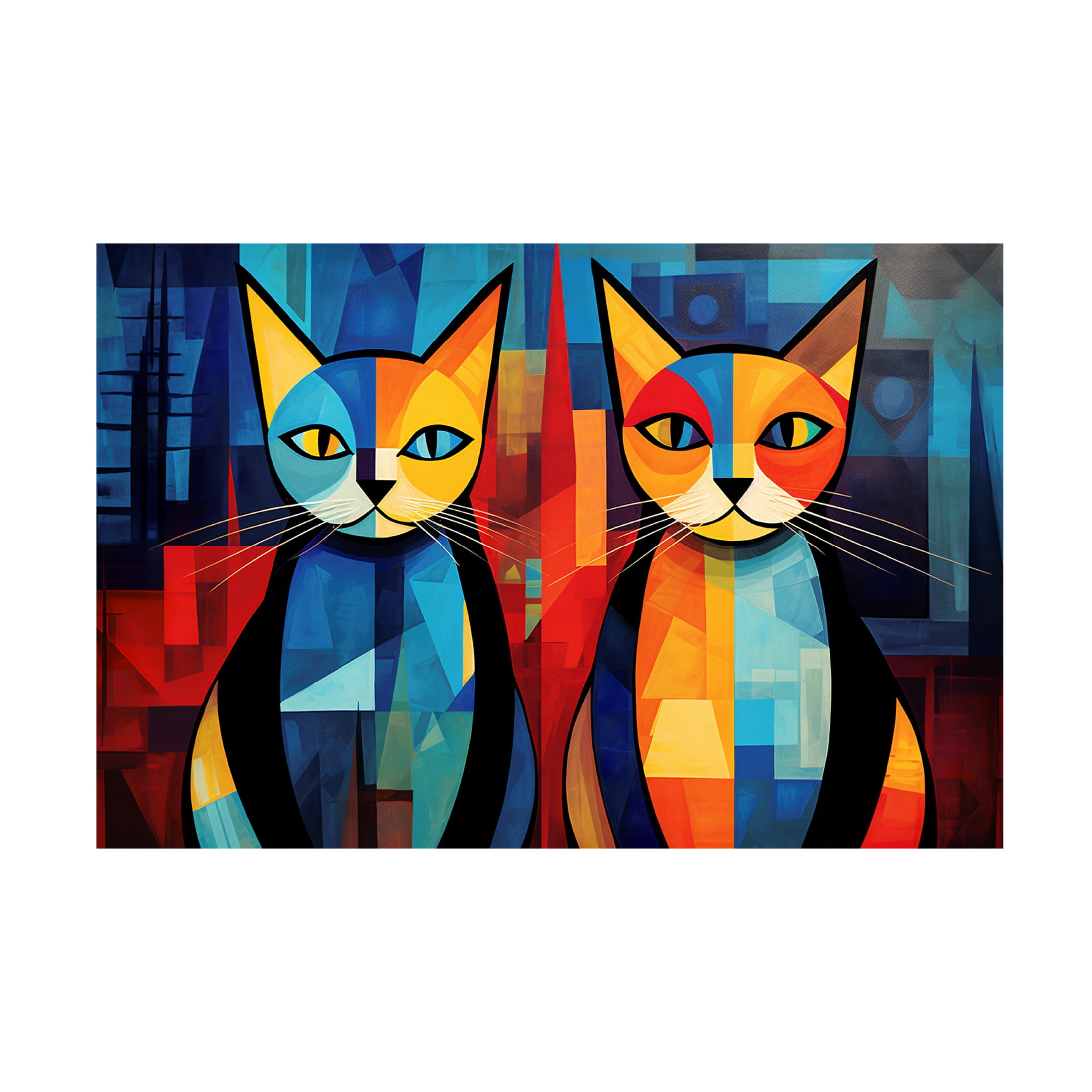 Canvas Wall Art - Ray Heere 'Colorful Cat 3' Wall Art for Living Room, Bedroom, or Office Décor by Trademark Fine Art - 24 x 16 Inches