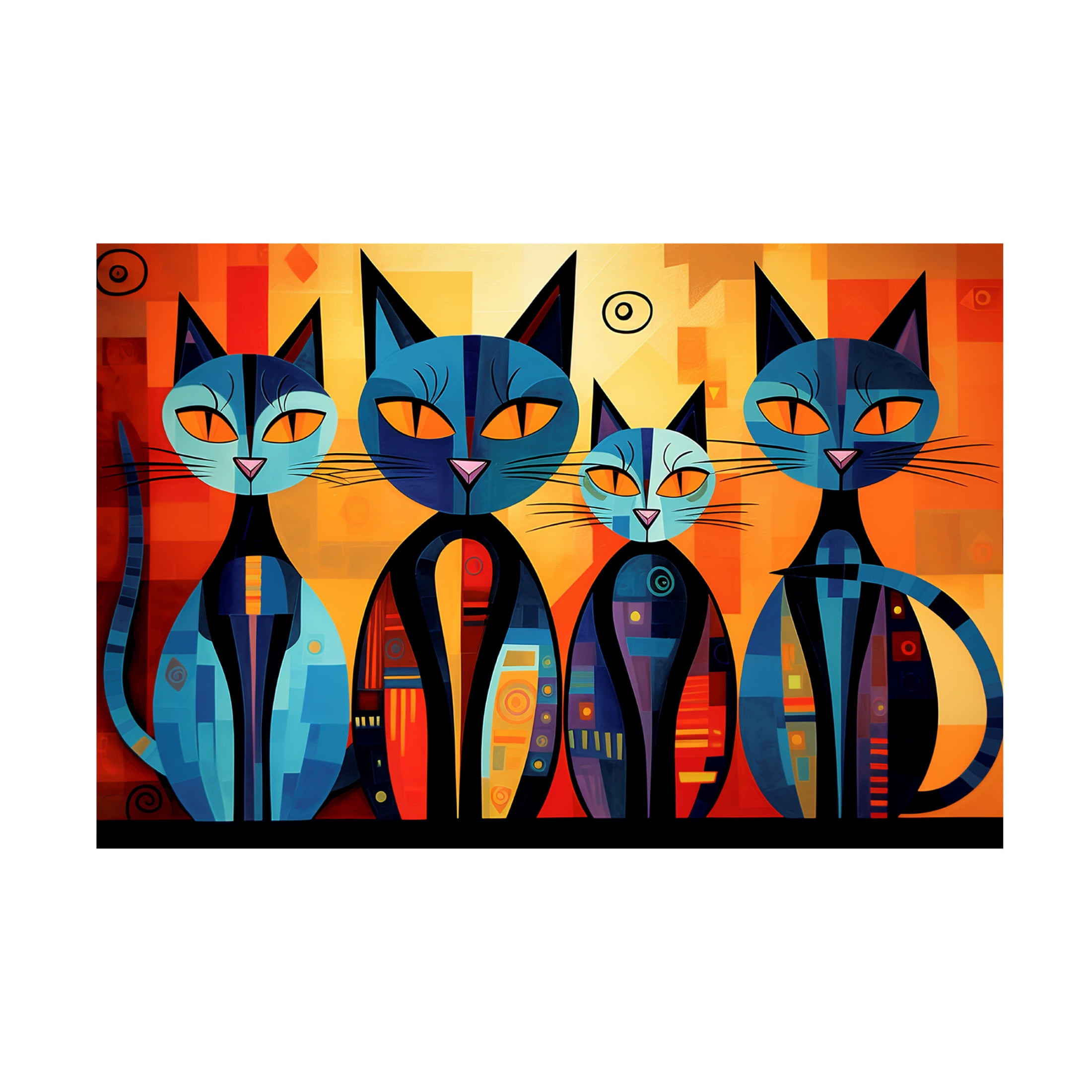 Canvas Wall Art - Ray Heere 'Colorful Cat 4' Wall Art for Living Room, Bedroom, or Office Décor by Trademark Fine Art - 19 x 12 Inches