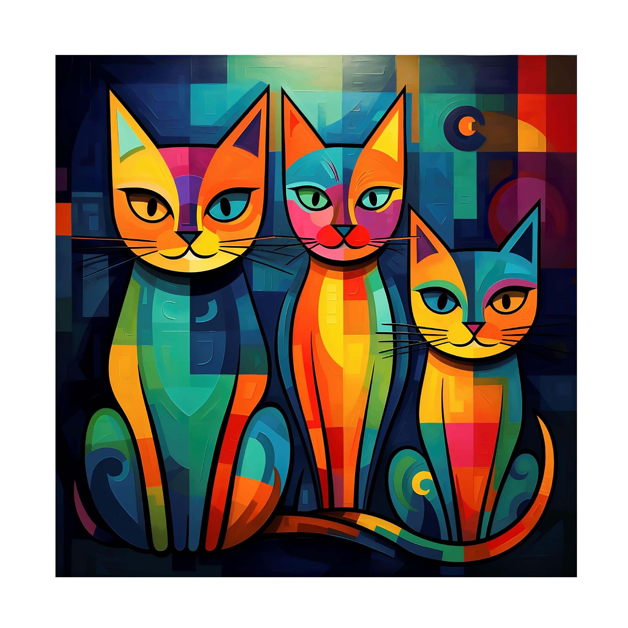 Canvas Wall Art - Ray Heere 'Colorful Cat 6' Wall Art for Living Room, Bedroom, or Office DÃ©cor by Trademark Fine Art - 35 x 35 Inches