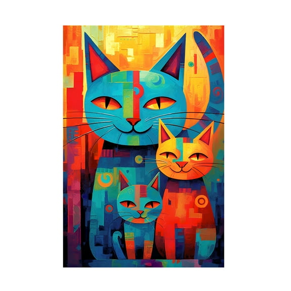 Canvas Wall Art - Ray Heere 'Colorful Cat 7' Wall Art for Living Room, Bedroom, or Office Décor by Trademark Fine Art - 12 x 19 Inches