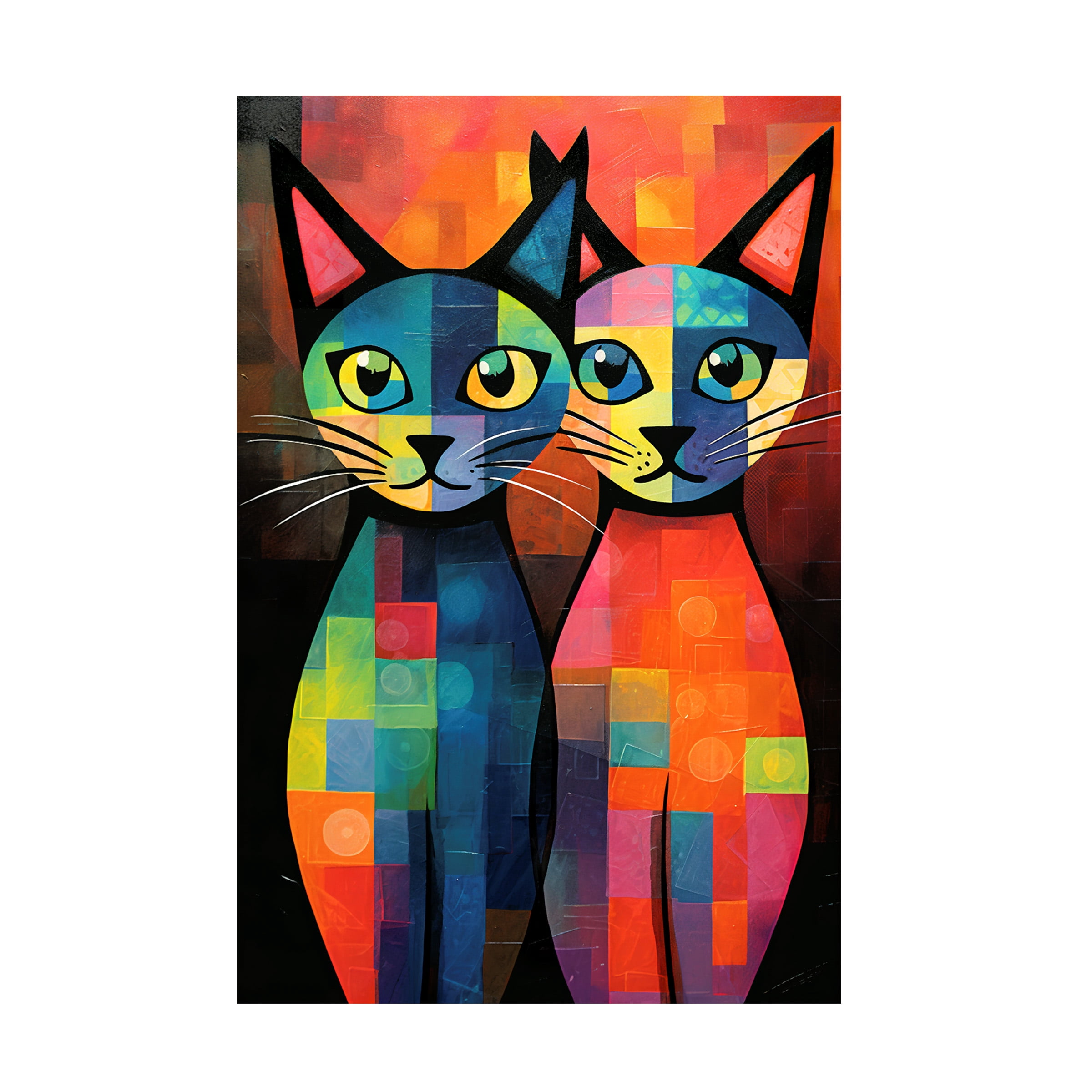 Canvas Wall Art - Ray Heere 'Colorful Cat 8' Wall Art for Living Room, Bedroom, or Office Décor by Trademark Fine Art - 16 x 24 Inches