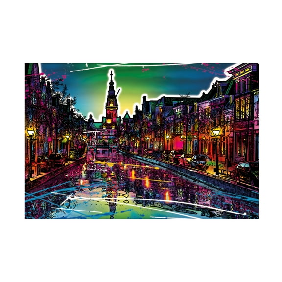Canvas Wall Art - Ray Heere 'Colorful Cityview Of Dutch City Of Alkmaar' Wall Art for Living Room, Bedroom, or Office Décor by Trademark Fine Art - 32 x 22 Inches