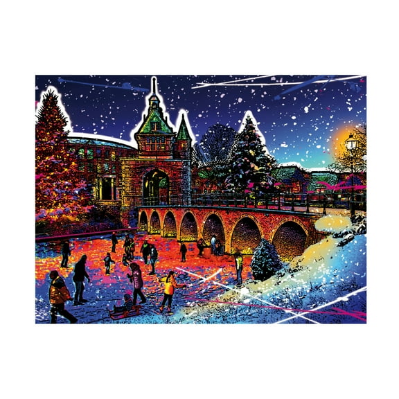 Canvas Wall Art - Ray Heere 'Colorful Cityview Dutch City Of Hoorn Christmas' Wall Art for Living Room, Bedroom, or Office Décor by Trademark Fine Art - 32 x 24 Inches