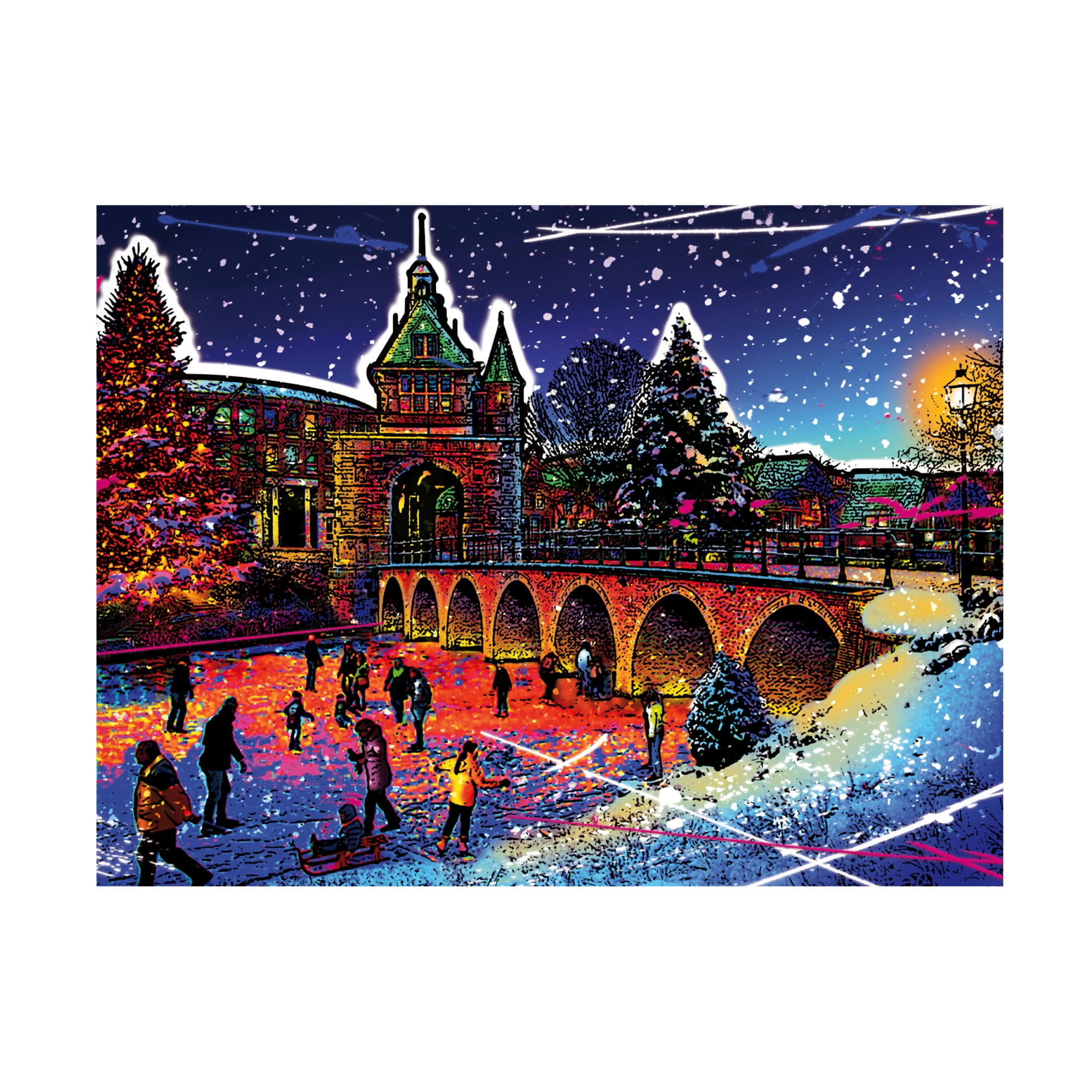 Canvas Wall Art - Ray Heere 'Colorful Cityview Dutch City Of Hoorn Christmas' Wall Art for Living Room, Bedroom, or Office Décor by Trademark Fine Art - 47 x 35 Inches