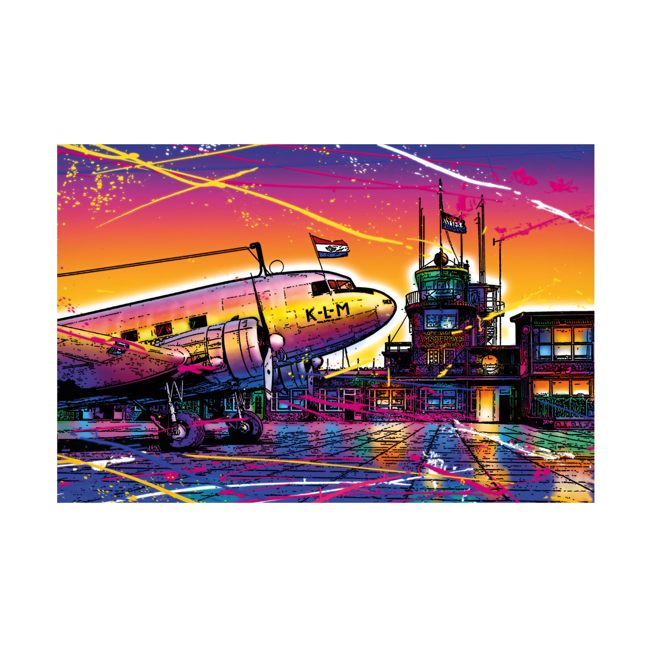 Canvas Wall Art - Ray Heere 'Colorful Cityview Of Airport Schiphol' Wall Art for Living Room, Bedroom, or Office Décor by Trademark Fine Art - 47 x 30 Inches