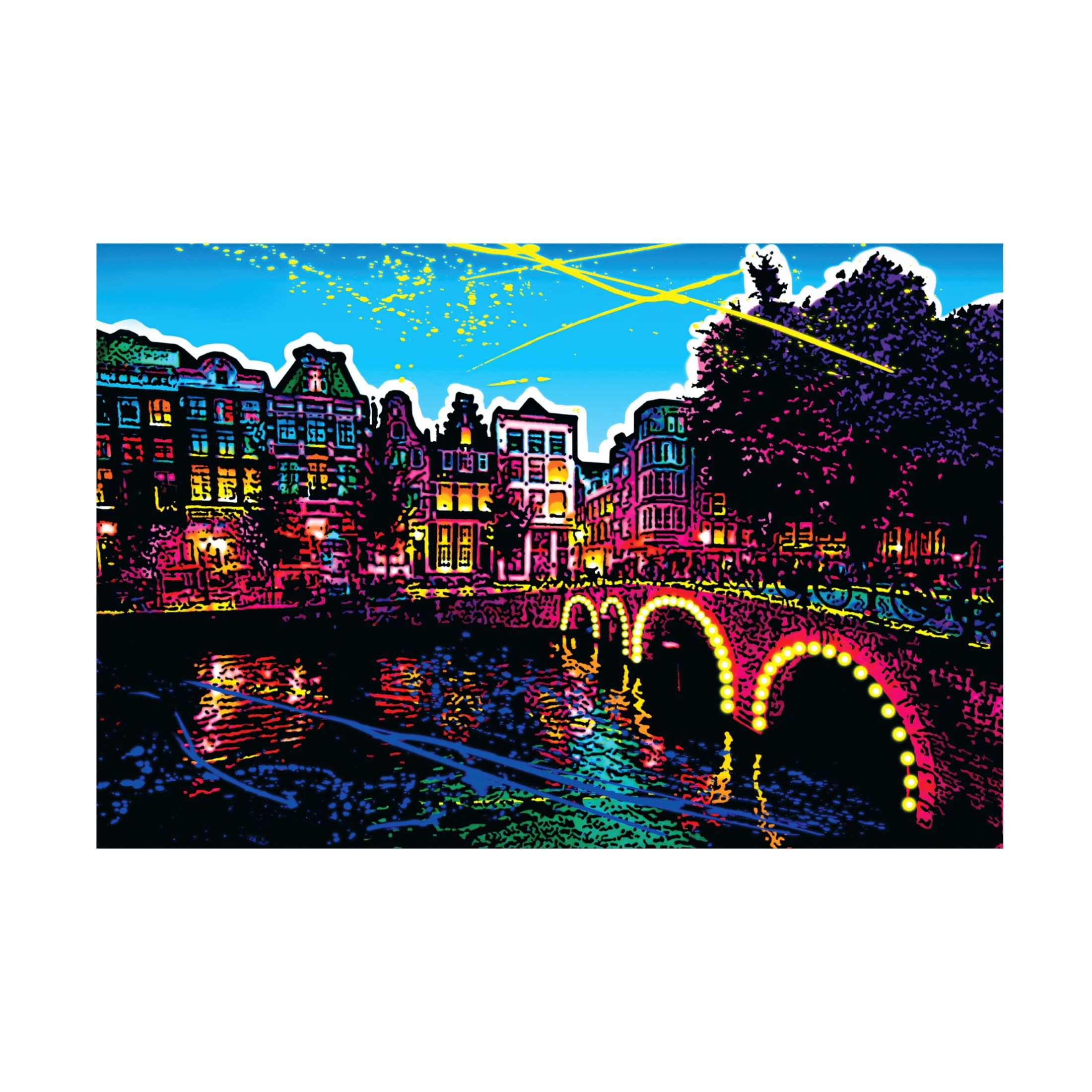 Canvas Wall Art - Ray Heere 'Colorful Cityview Of Amsterdam Herengracht' Wall Art for Living Room, Bedroom, or Office Décor by Trademark Fine Art - 32 x 22 Inches