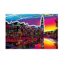 Canvas Wall Art - Ray Heere 'Colorful Cityview Of Amsterdam Westertoren' Wall Art for Living Room, Bedroom, or Office Décor by Trademark Fine Art - 19 x 12 Inches
