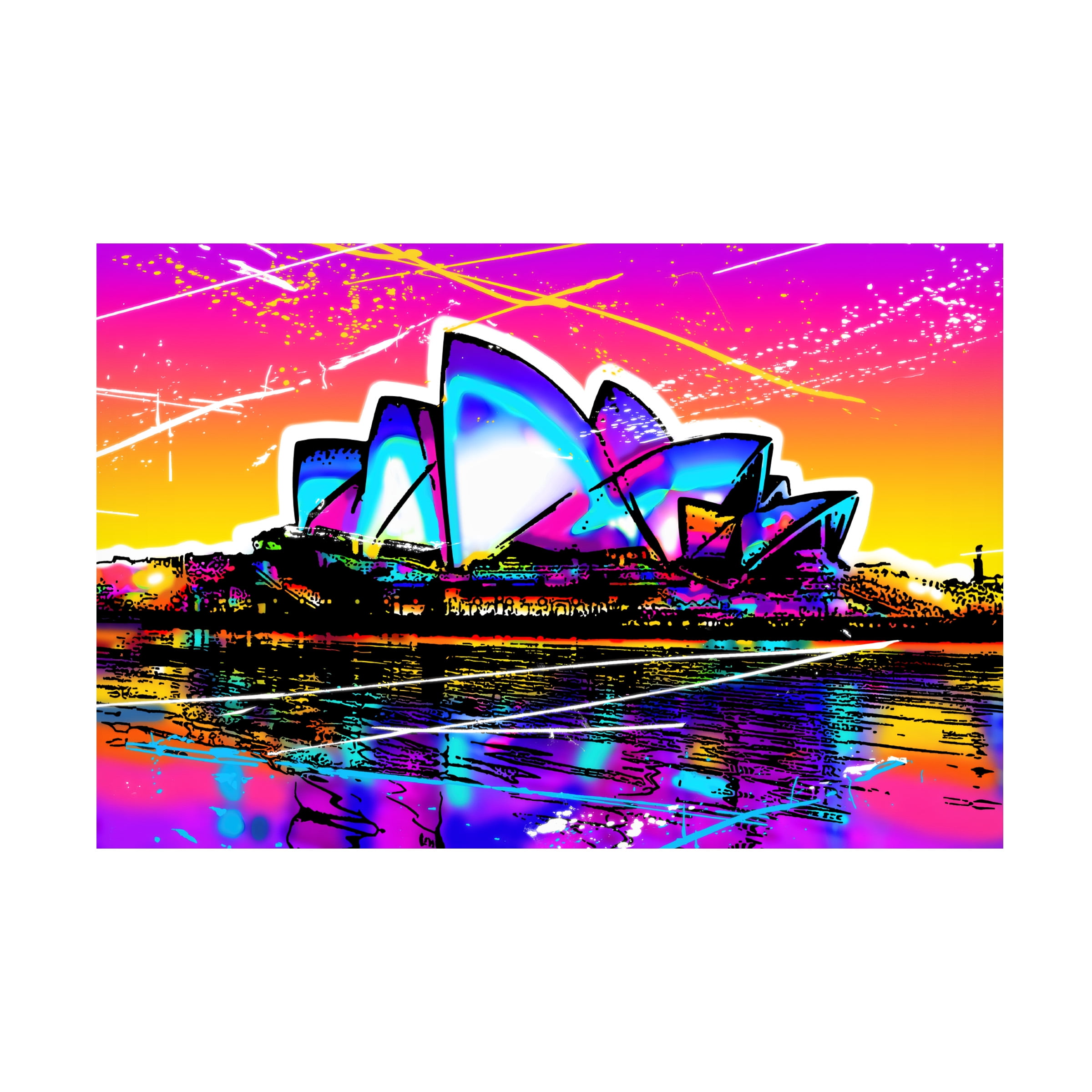 Canvas Wall Art - Ray Heere 'Colorful Cityview Sidney Opera House' Wall Art for Living Room, Bedroom, or Office DÃ©cor by Trademark Fine Art - 47 x 30 Inches