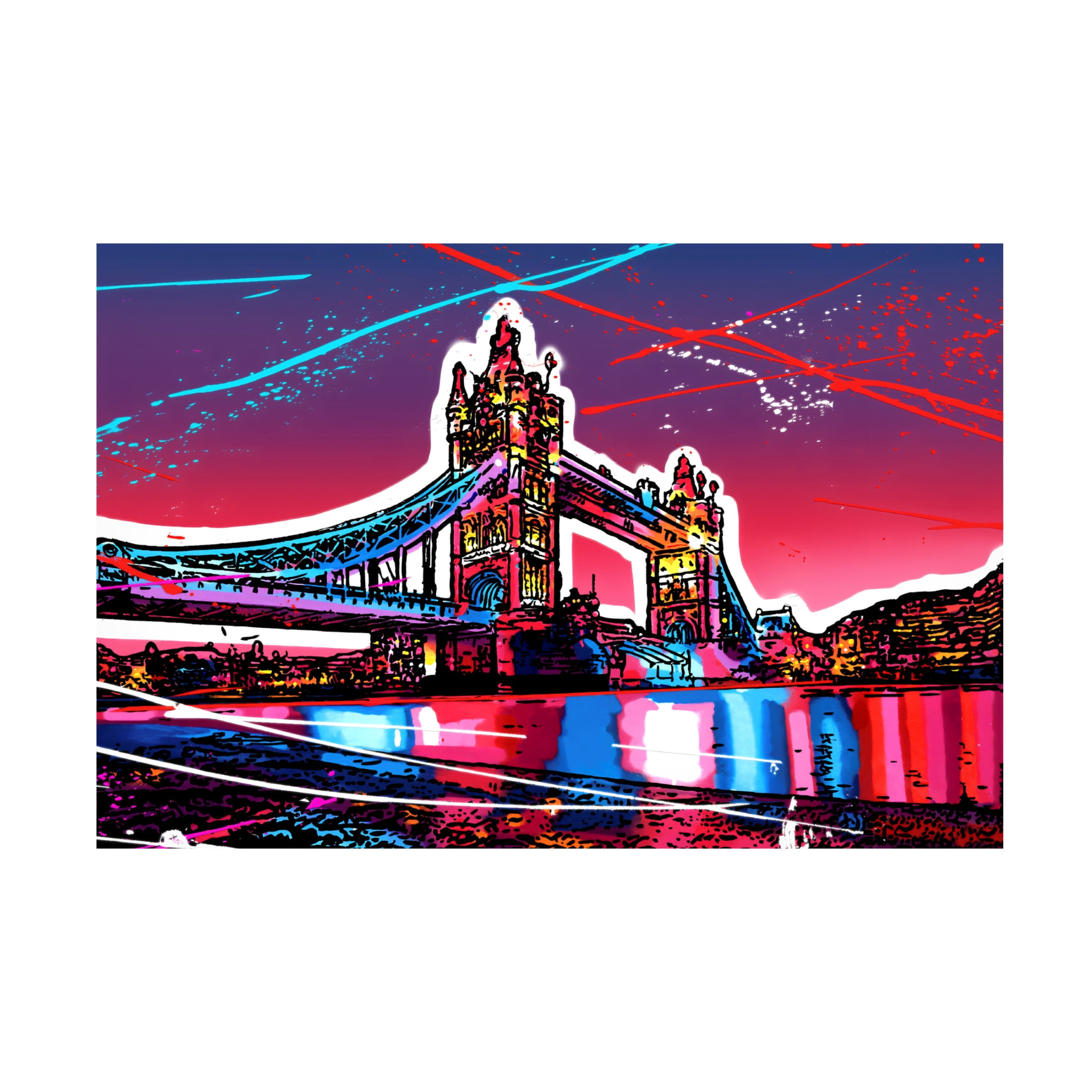 Canvas Wall Art - Ray Heere 'Colorful Cityview Tower Bridge London' Wall Art for Living Room, Bedroom, or Office Décor by Trademark Fine Art - 32 x 22 Inches