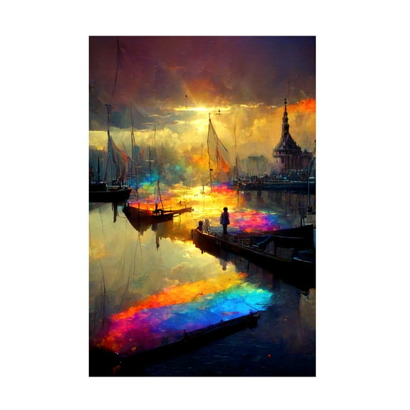 Canvas Wall Art - Ray Heere 'Dutch Cityview Harbour Of Hoorn 1' Wall Art for Living Room, Bedroom, or Office Décor by Trademark Fine Art - 12 x 19 Inches
