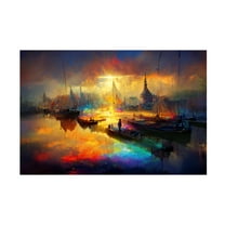 Canvas Wall Art - Ray Heere 'Dutch Cityview Harbour Of Hoorn 2' Wall Art for Living Room, Bedroom, or Office Décor by Trademark Fine Art - 19 x 12 Inches