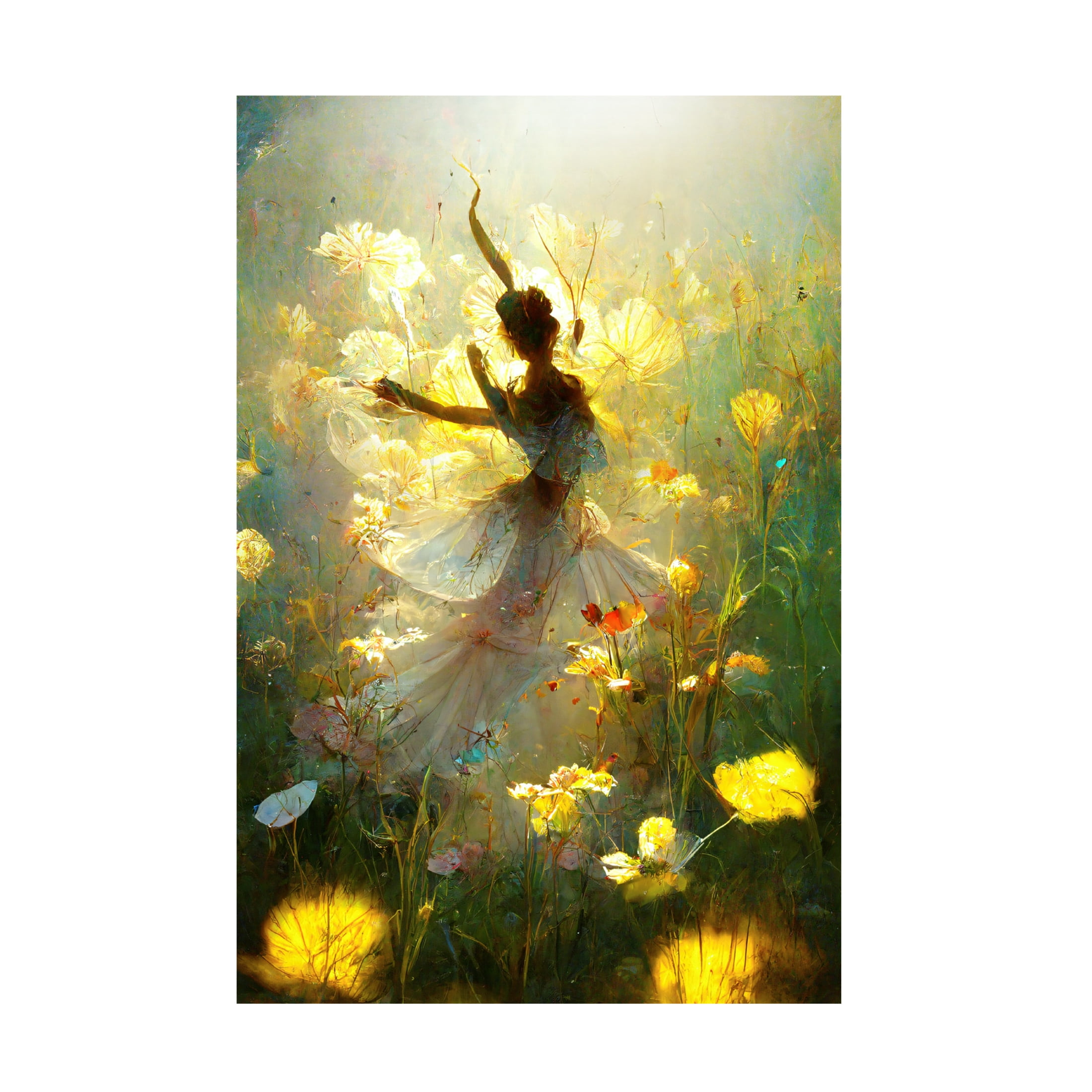 Canvas Wall Art - Ray Heere 'Flower Dance 1' Wall Art for Living Room, Bedroom, or Office Décor by Trademark Fine Art - 12 x 19 Inches