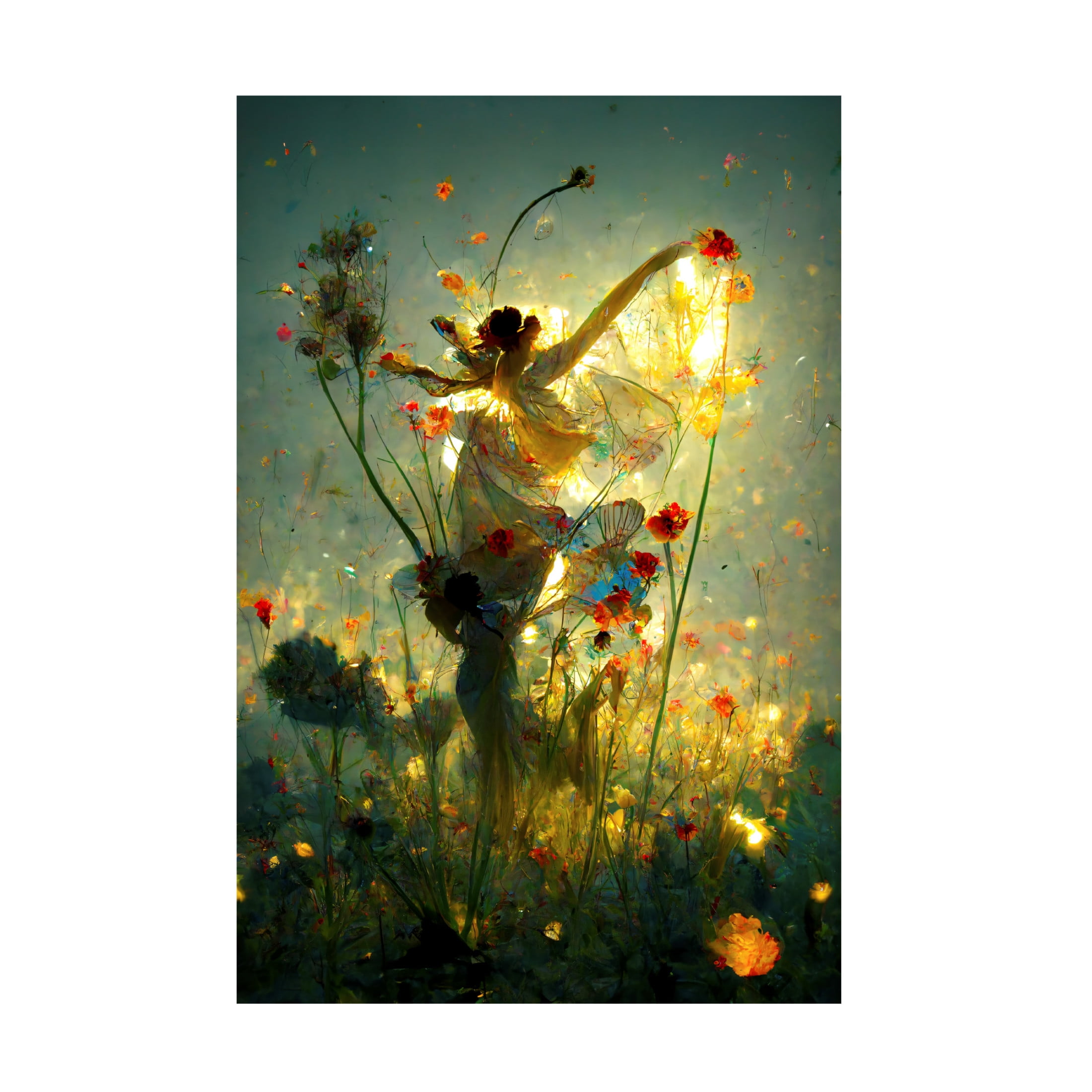 Canvas Wall Art - Ray Heere 'Flower Dance 2' Wall Art for Living Room, Bedroom, or Office Décor by Trademark Fine Art - 12 x 19 Inches