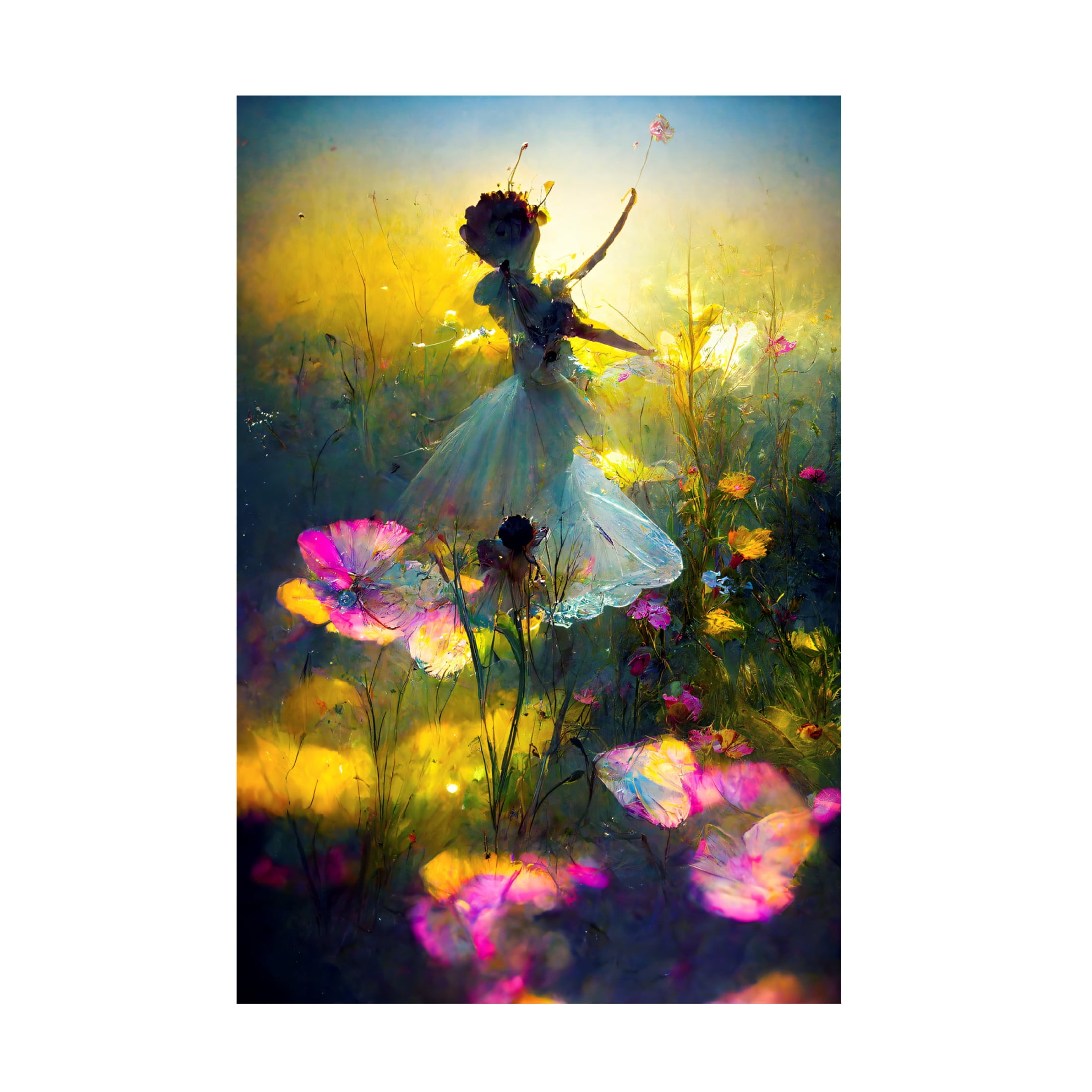 Canvas Wall Art - Ray Heere 'Flower Dance 3' Wall Art for Living Room, Bedroom, or Office Décor by Trademark Fine Art - 12 x 19 Inches