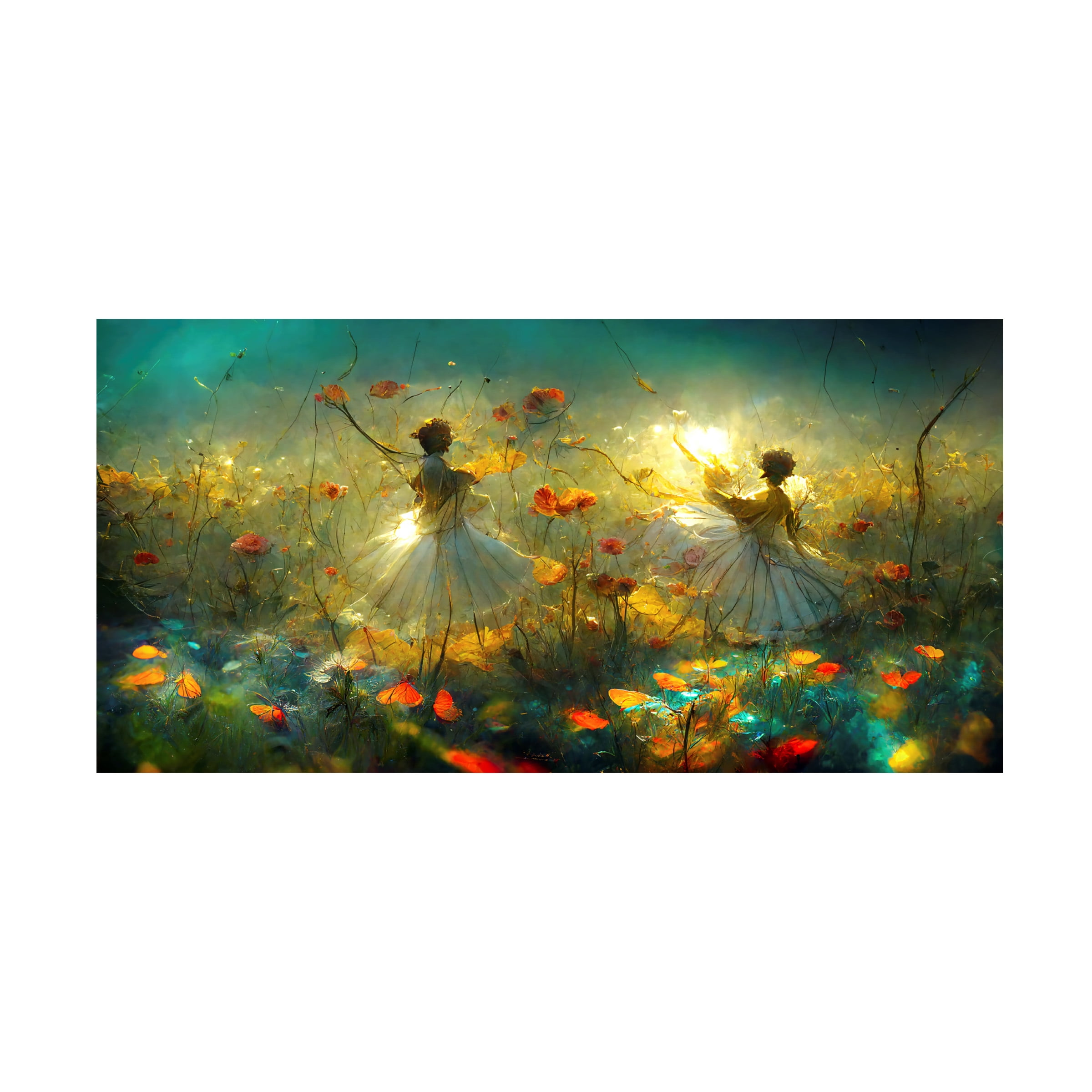 Canvas Wall Art - Ray Heere 'Flower Dance 5' Wall Art for Living Room, Bedroom, or Office DÃ©cor by Trademark Fine Art - 32 x 16 Inches