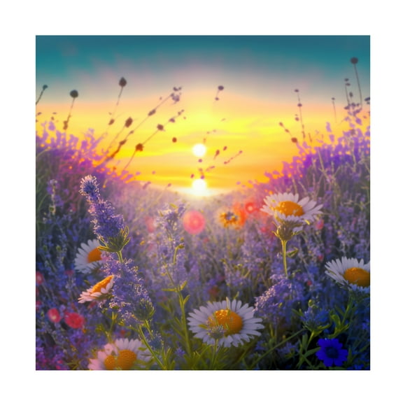 Canvas Wall Art - Ray Heere 'Flowering Fields 2' Wall Art for Living Room, Bedroom, or Office Décor by Trademark Fine Art - 14 x 14 Inches