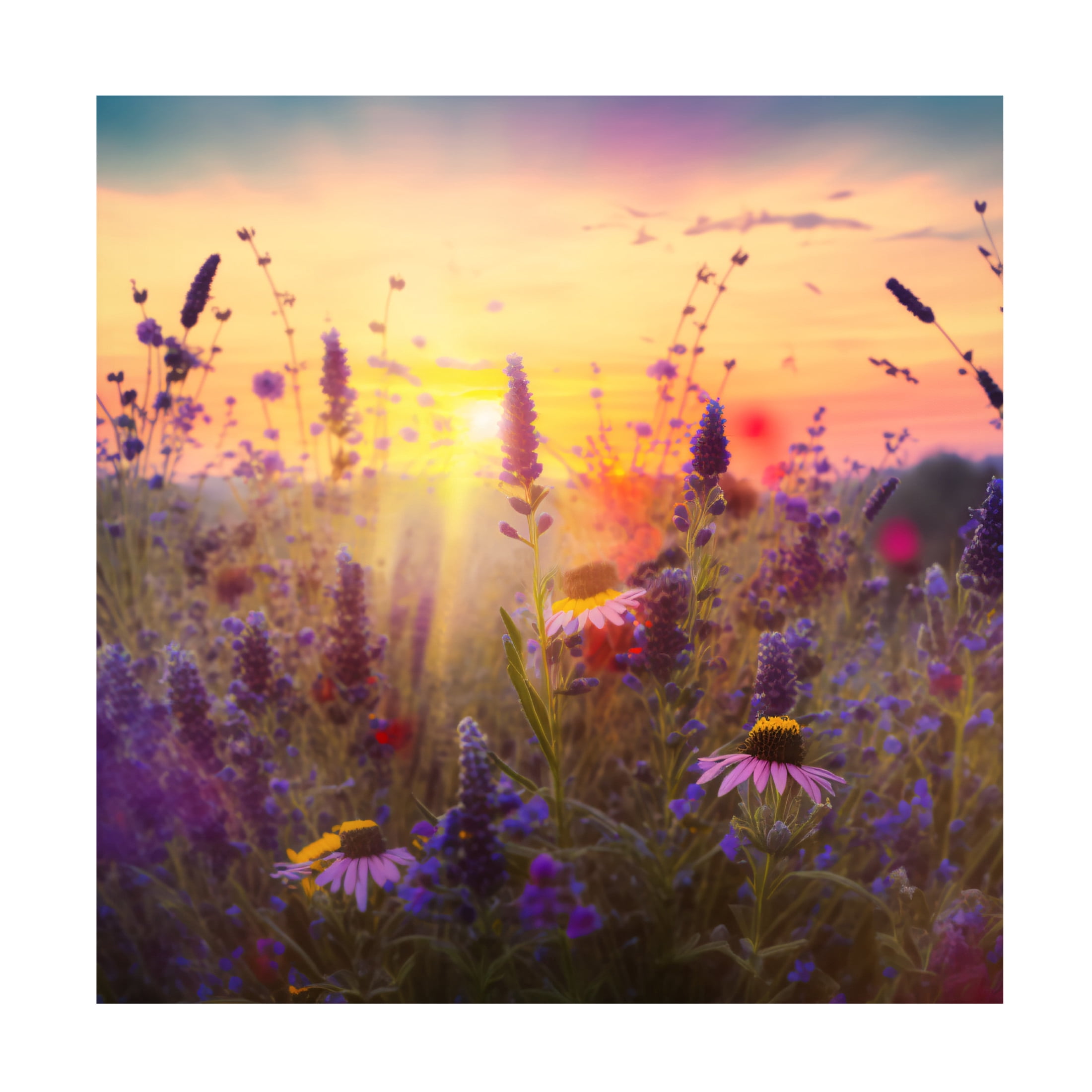 Canvas Wall Art - Ray Heere 'Flowering Fields 3' Wall Art for Living Room, Bedroom, or Office Décor by Trademark Fine Art - 24 x 24 Inches