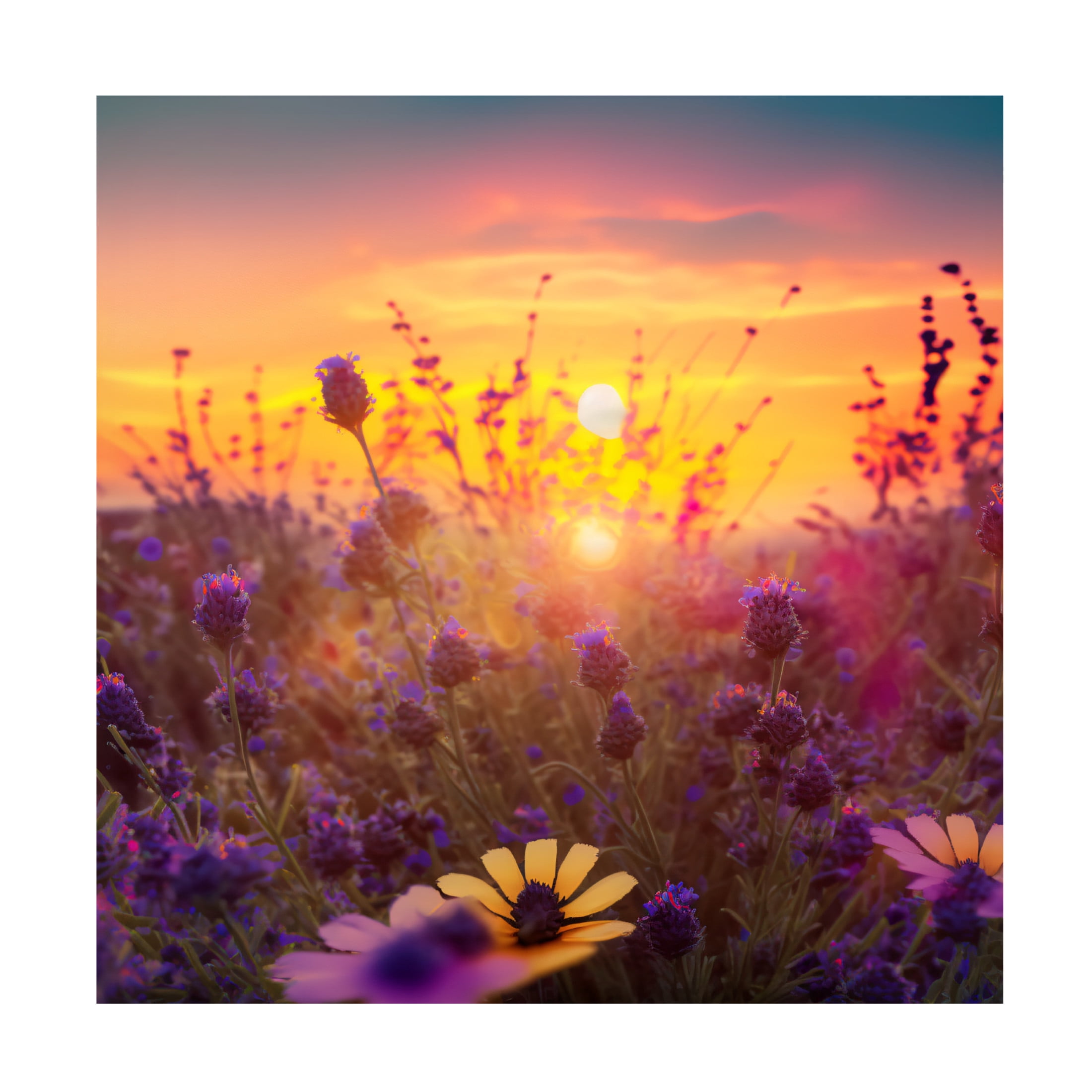 Canvas Wall Art - Ray Heere 'Flowering Fields 5' Wall Art for Living Room, Bedroom, or Office Décor by Trademark Fine Art - 18 x 18 Inches