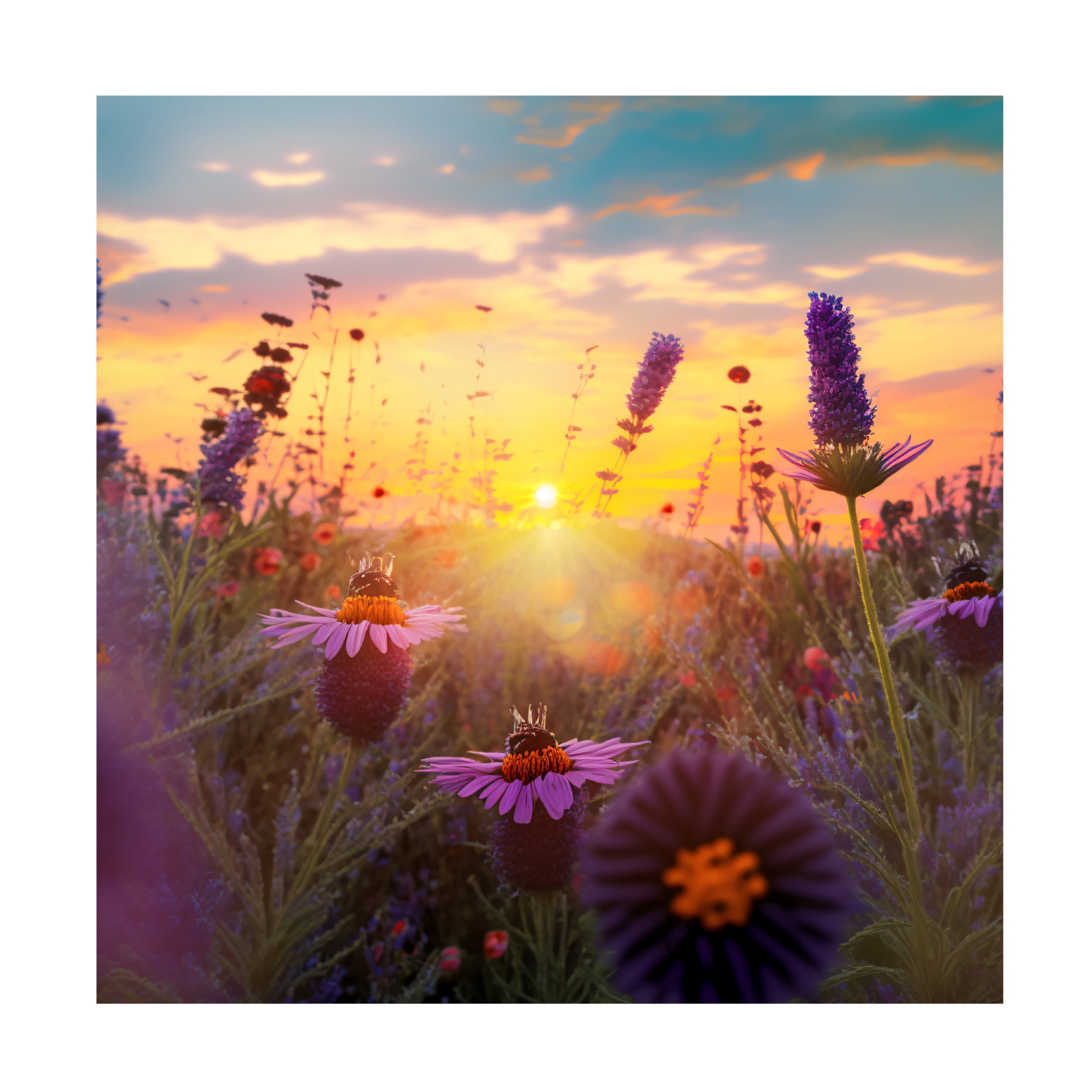 Canvas Wall Art - Ray Heere 'Flowering Fields 6' Wall Art for Living Room, Bedroom, or Office Décor by Trademark Fine Art - 14 x 14 Inches
